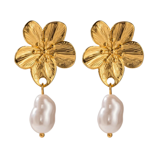 Flower Earrings with pearl
