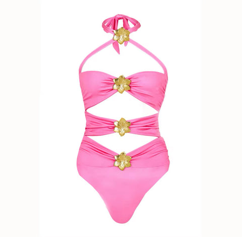 Pink OnePiece with Flower Hardware