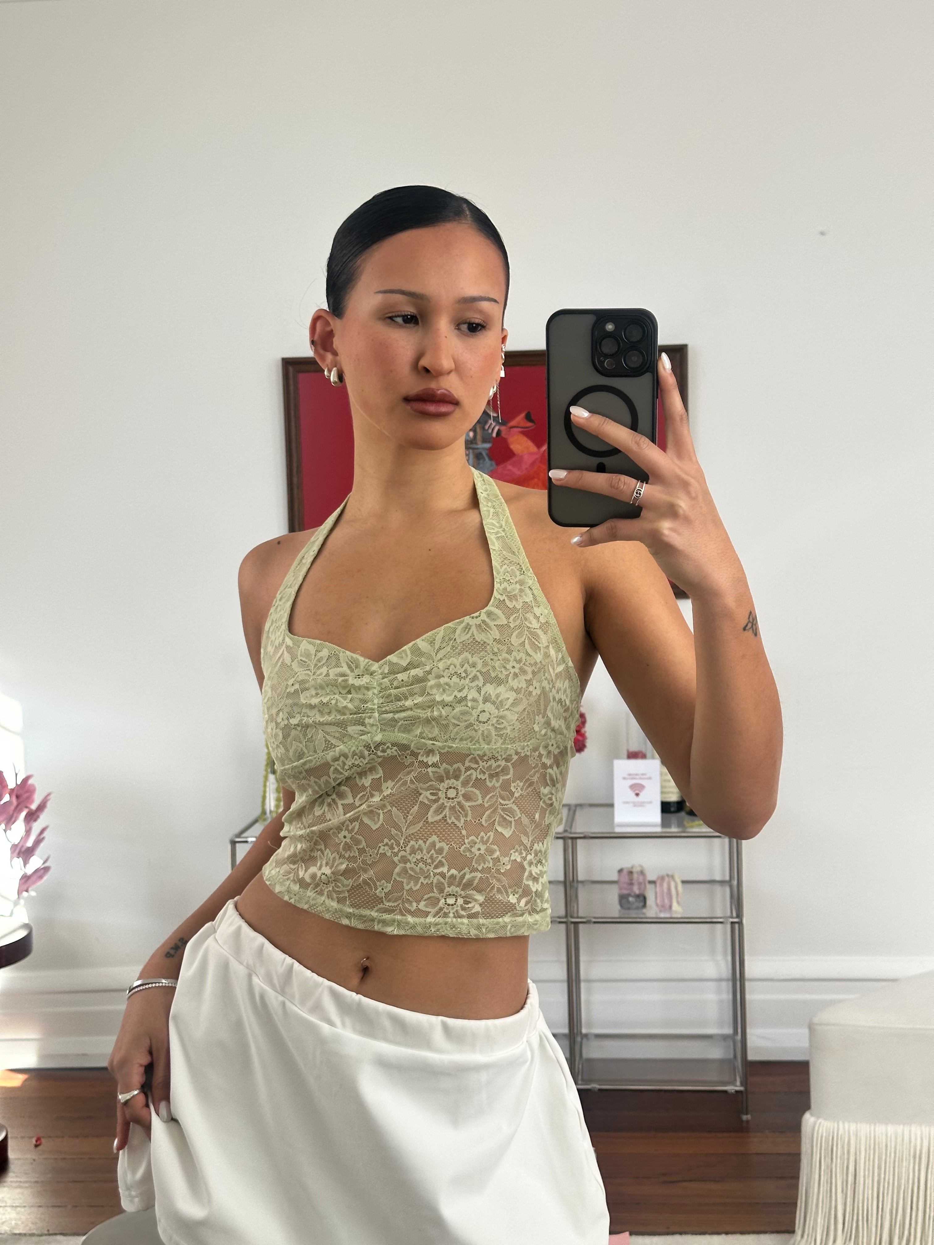 Green lace top