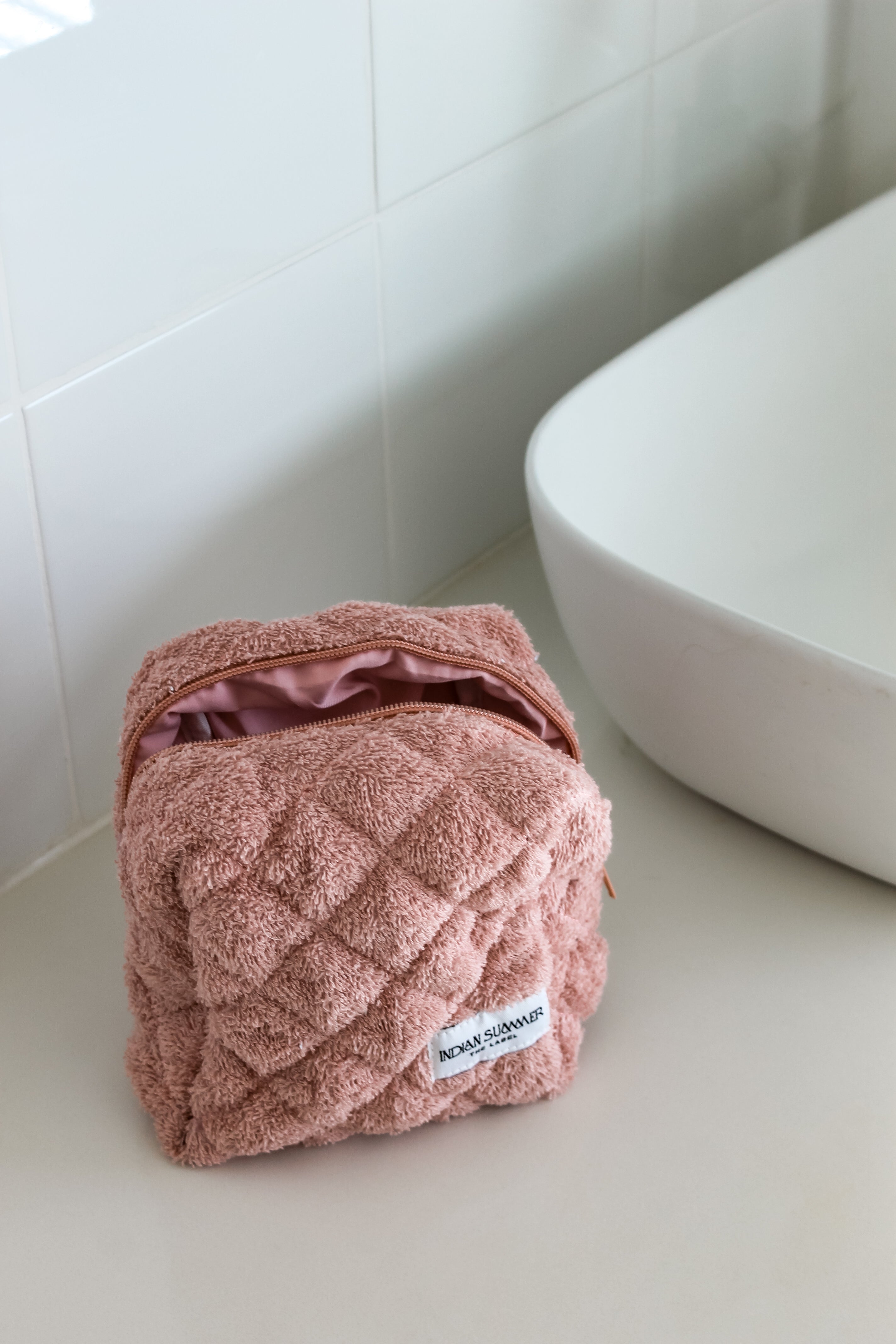 Cosmetic Bag - Baby Pink Towelling