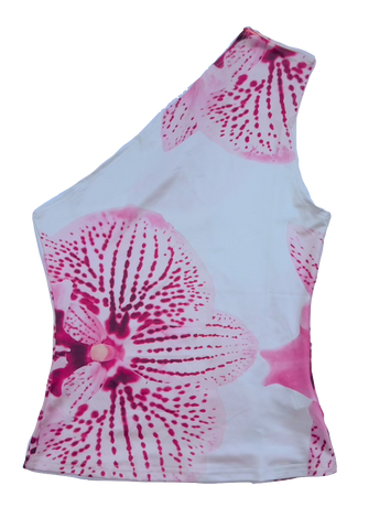 One Shoulder White Floral