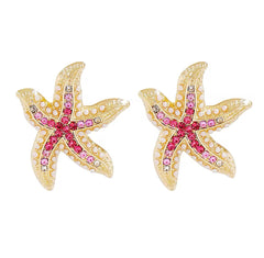 Starfish Studs - Pink Gems
