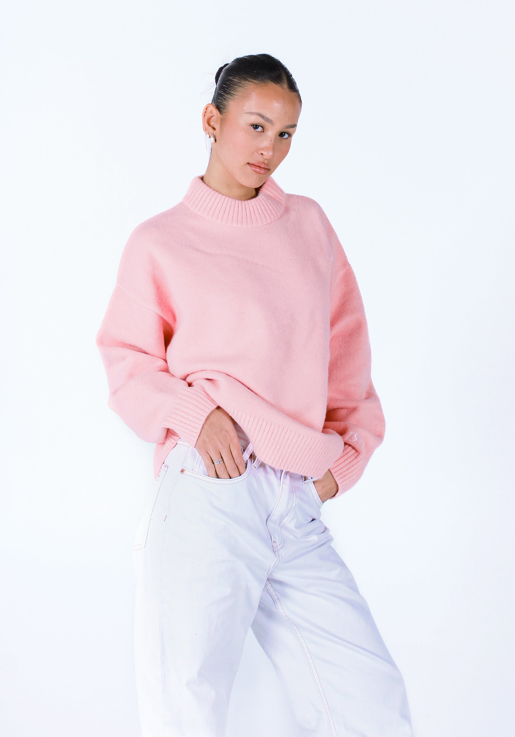 Knit Crewneck Sweater | Baby Pink