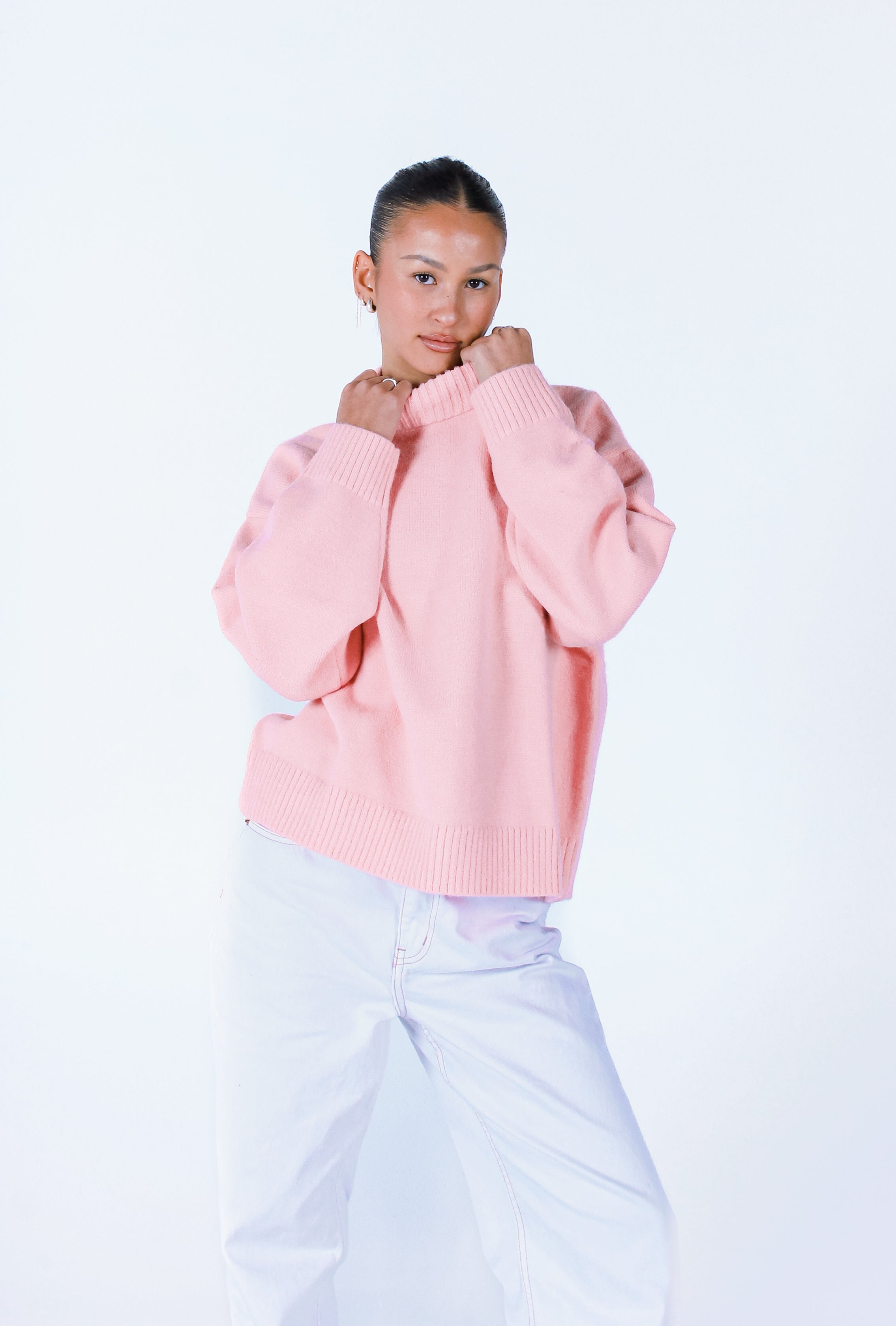 Knit Crewneck Sweater | Baby Pink