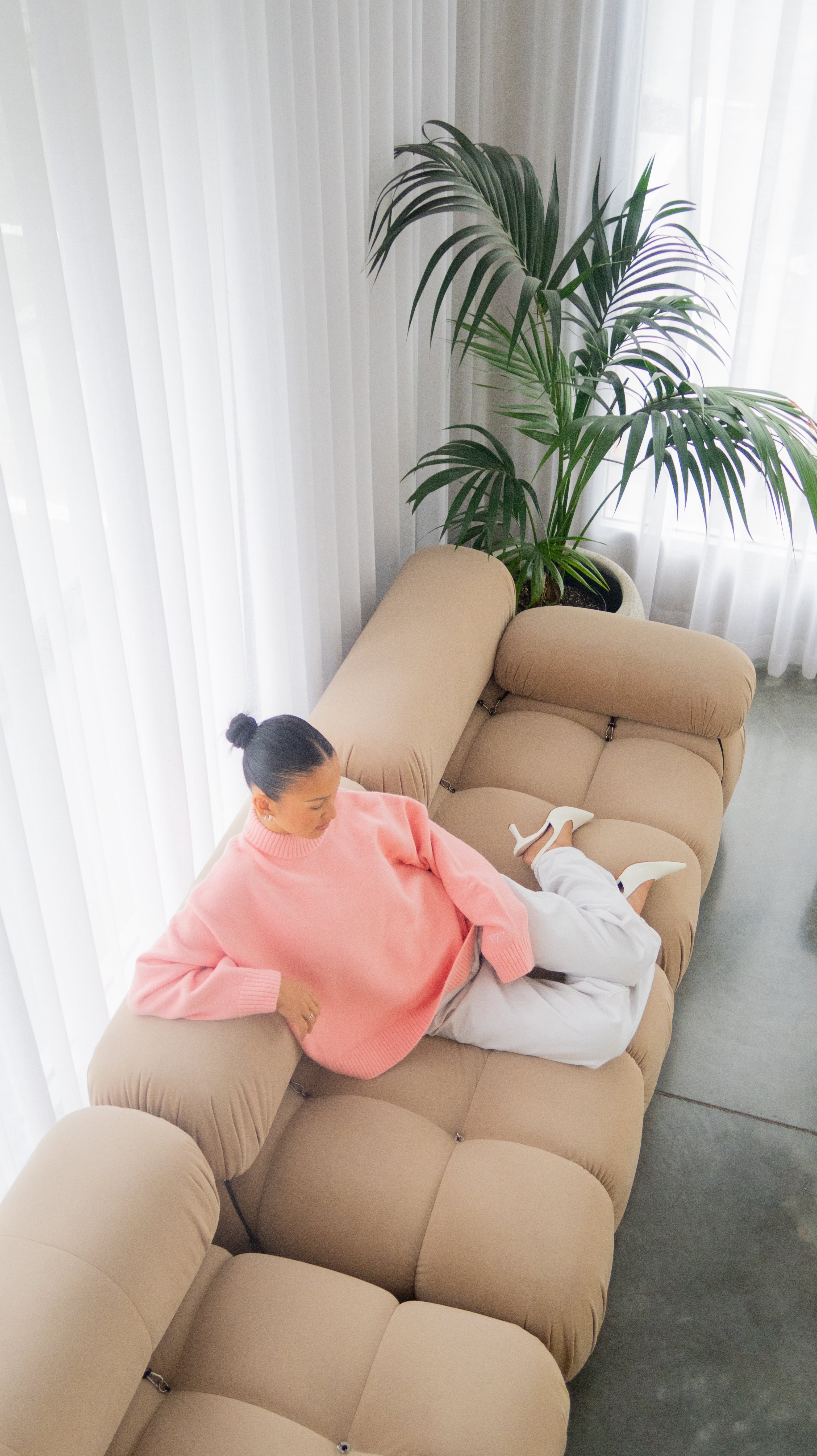 Knit Crewneck Sweater | Baby Pink