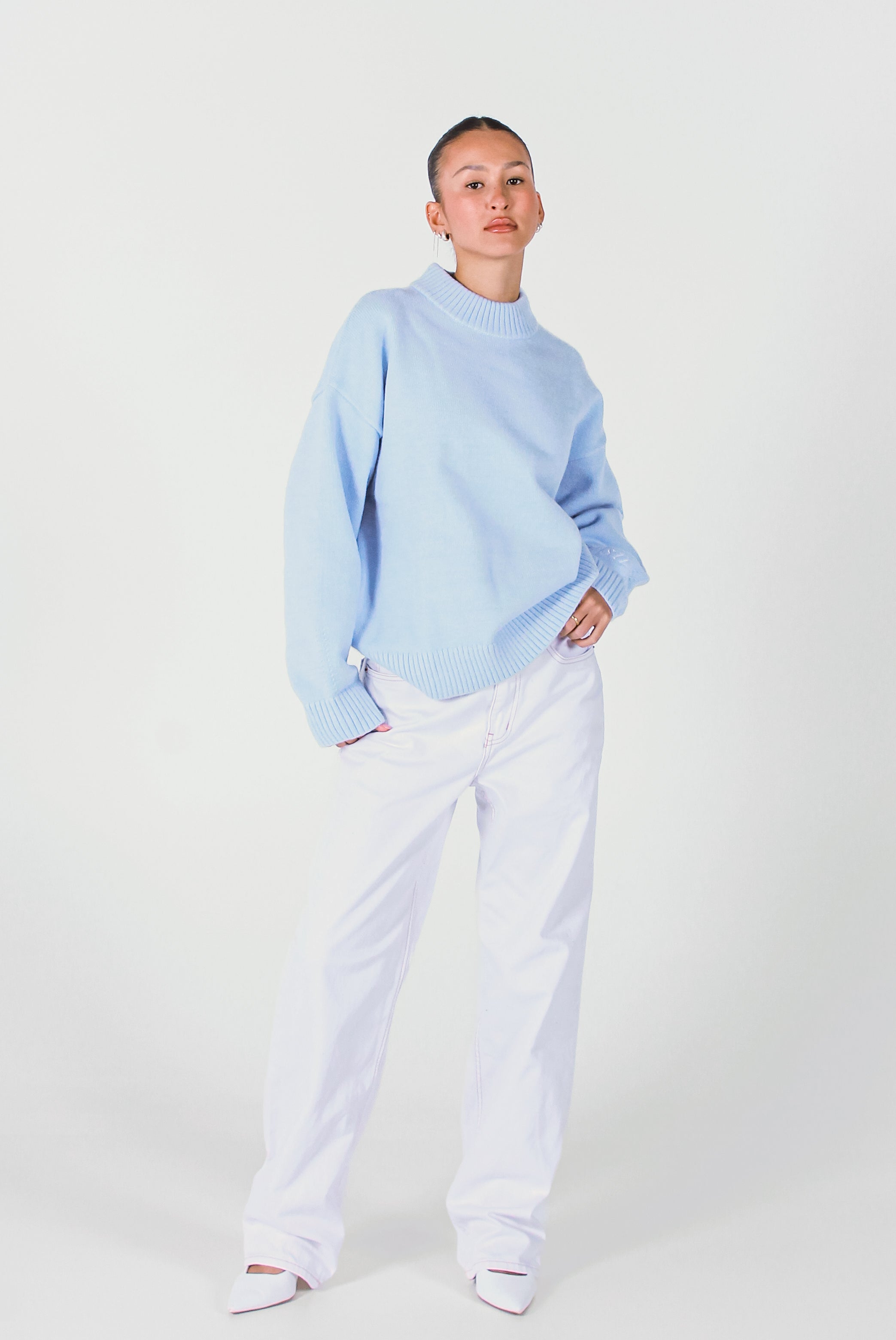 Knit Crewneck Sweater | Baby Blue