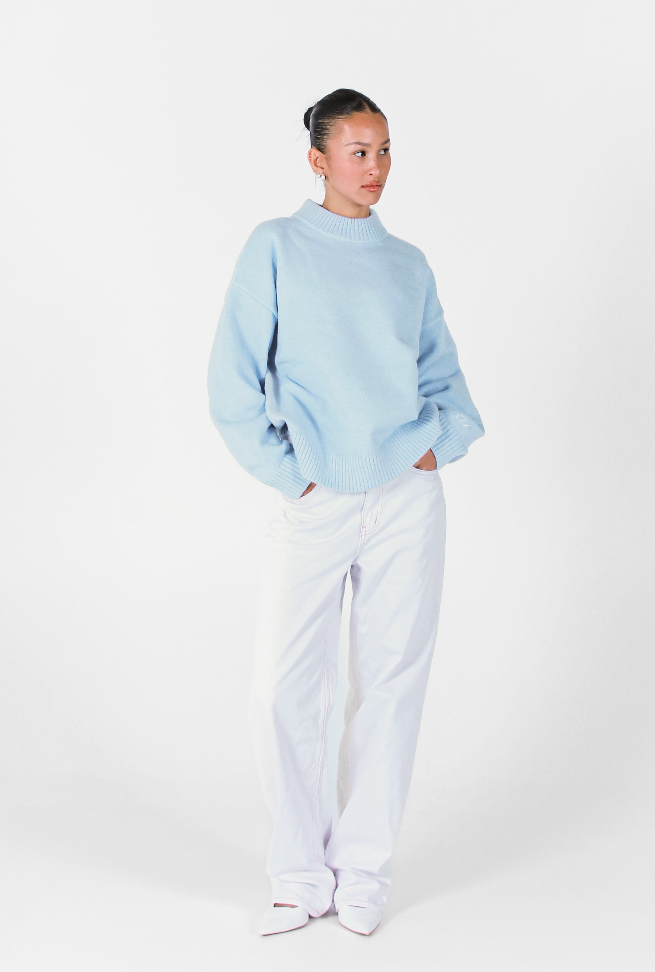 Knit Crewneck Sweater | Baby Blue
