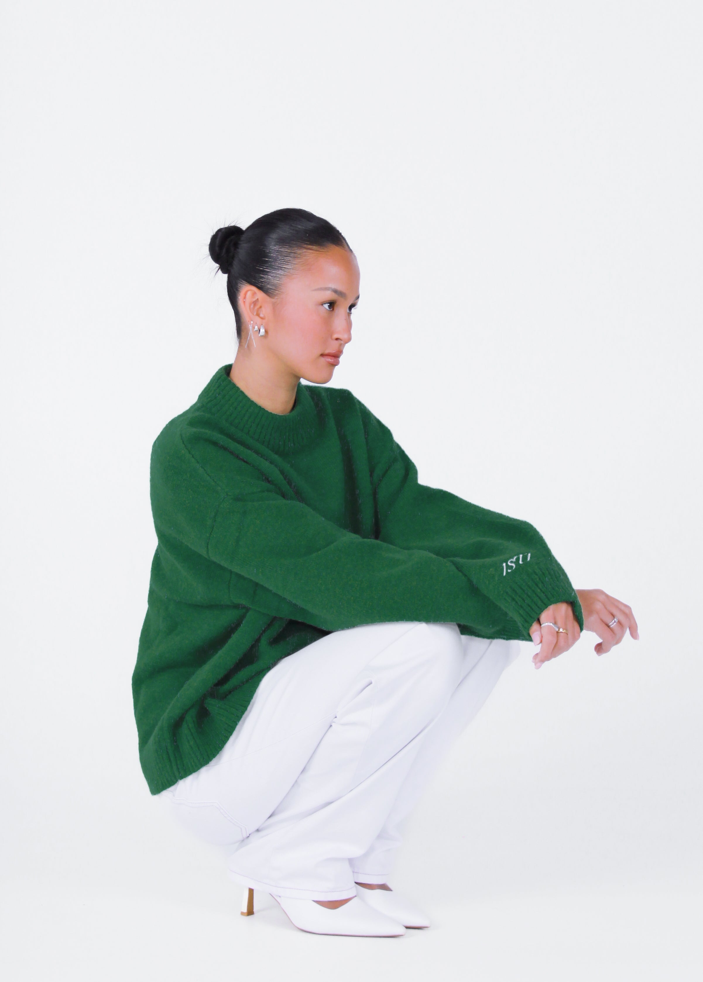 Knit Crewneck Sweater | Emerald Green