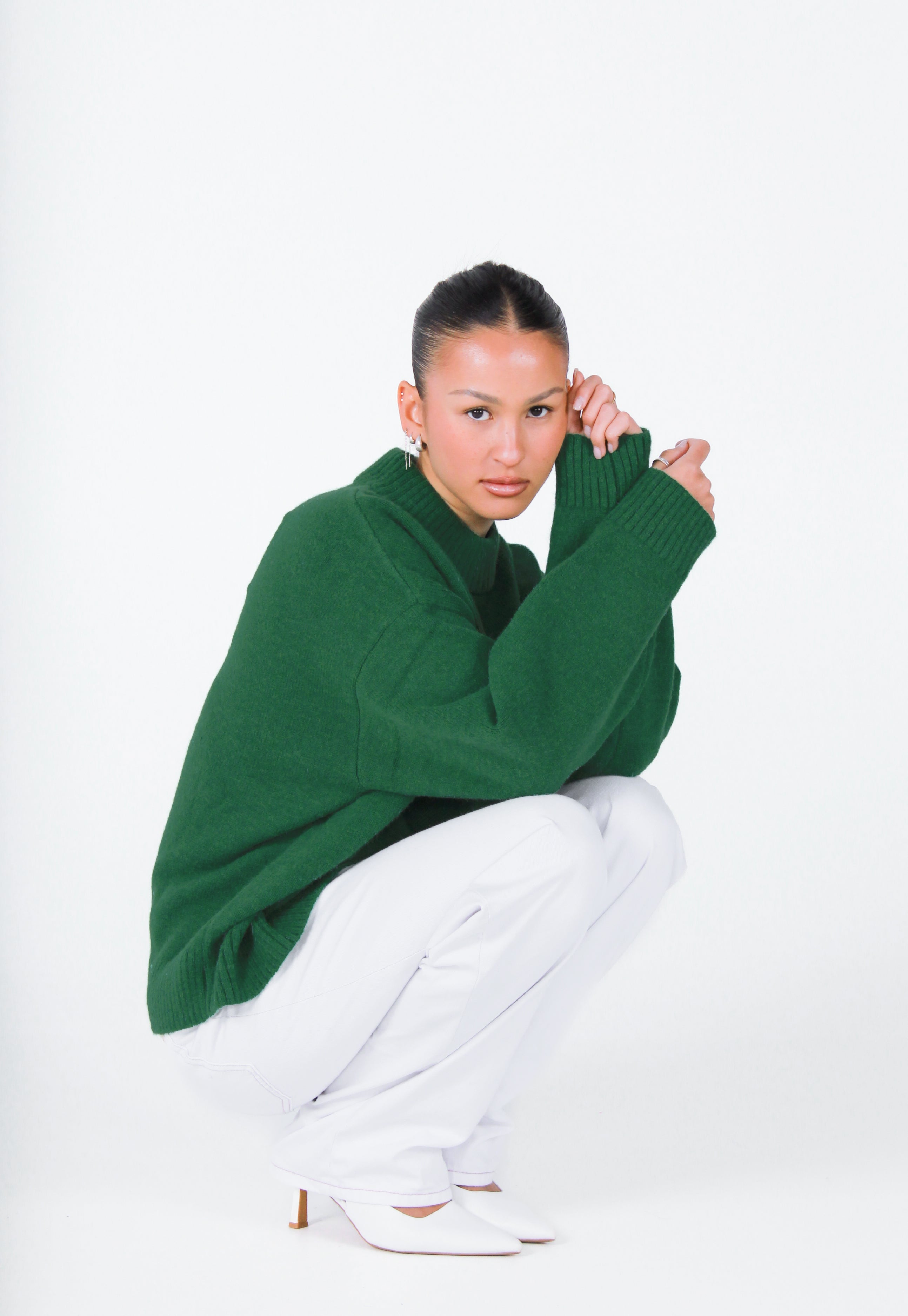 Knit Crewneck Sweater | Emerald Green