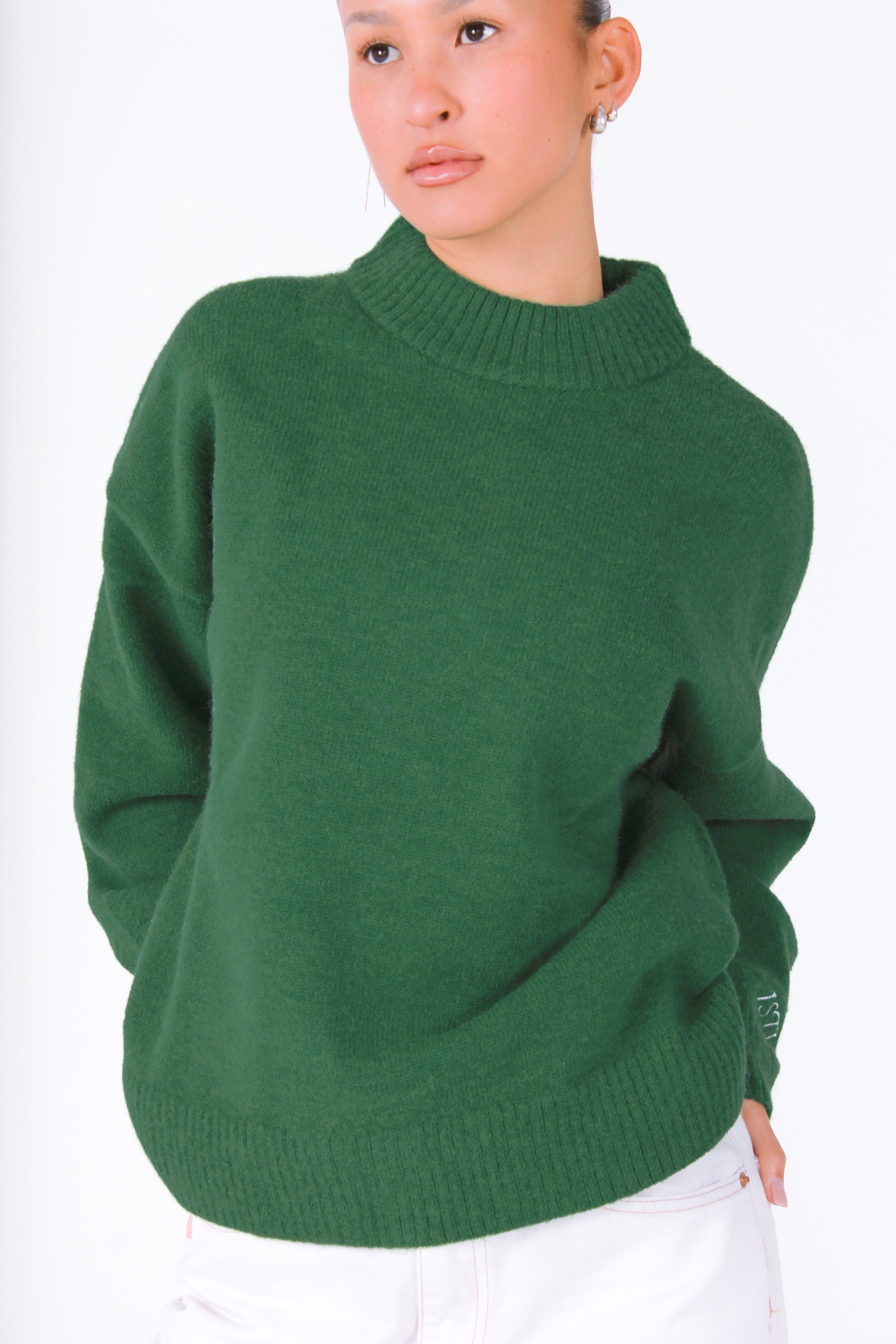 Knit Crewneck Sweater | Emerald Green