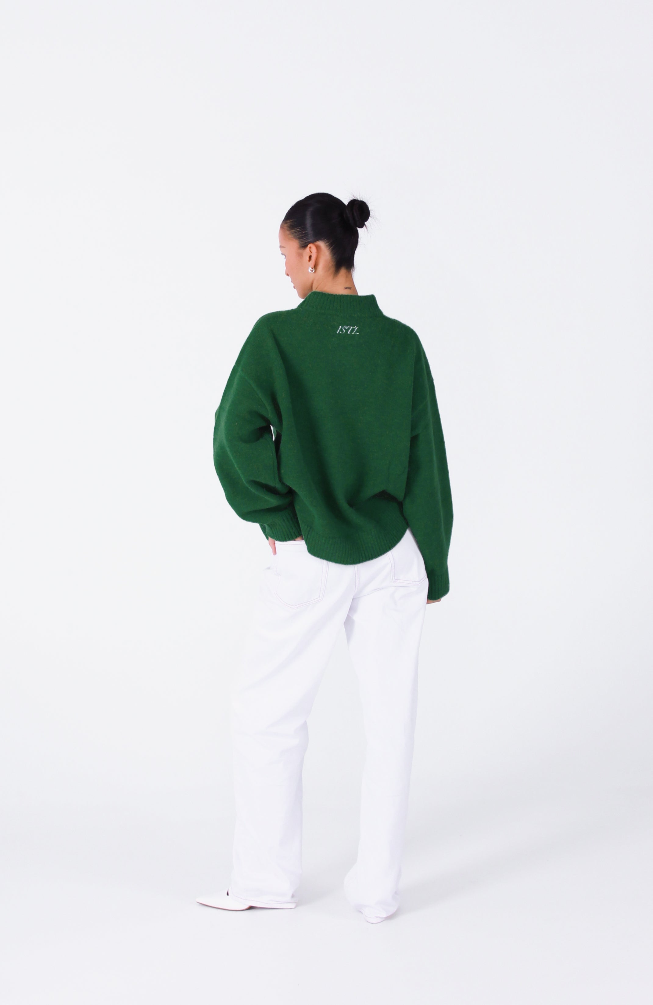 Knit Crewneck Sweater | Emerald Green