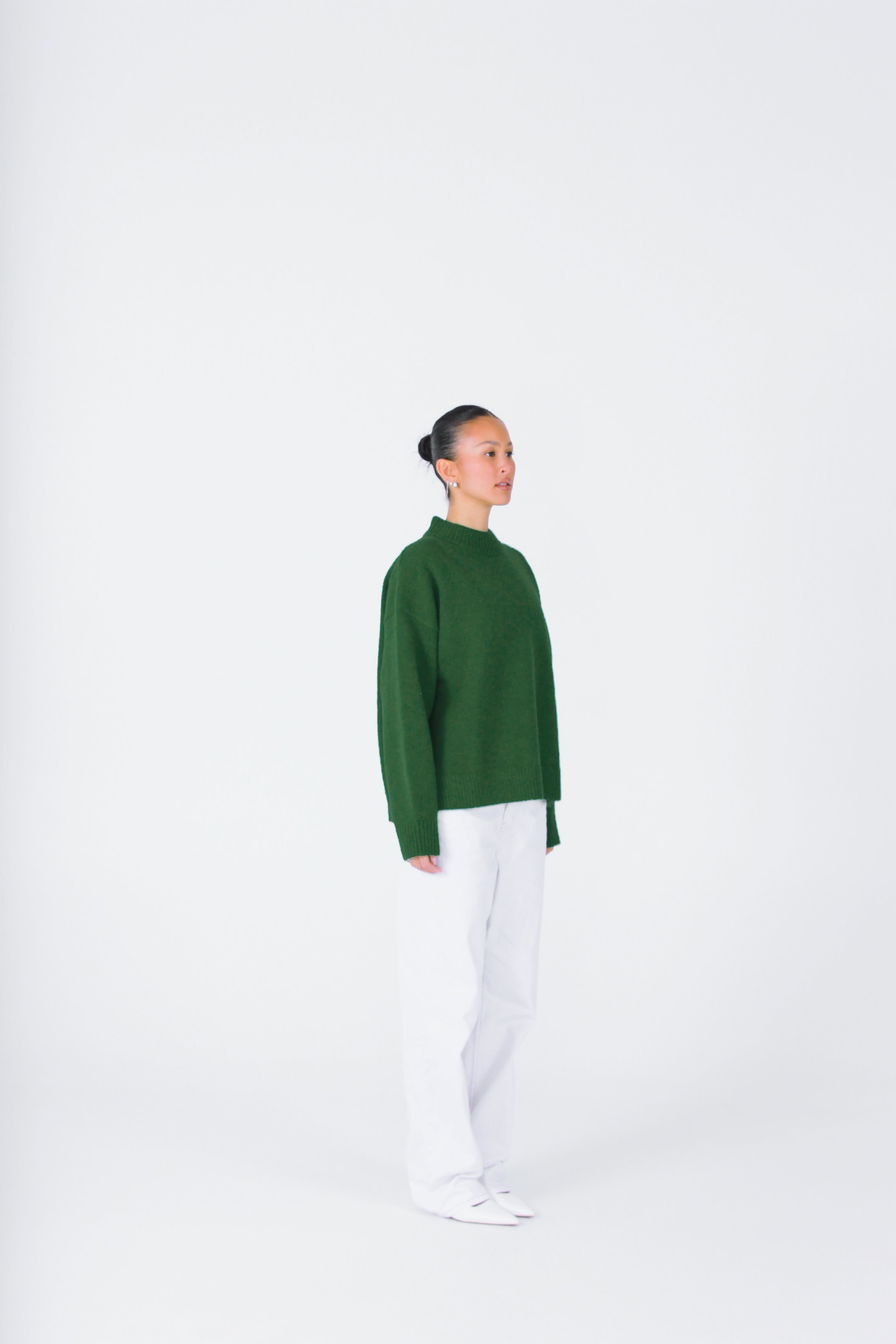 Knit Crewneck Sweater | Emerald Green