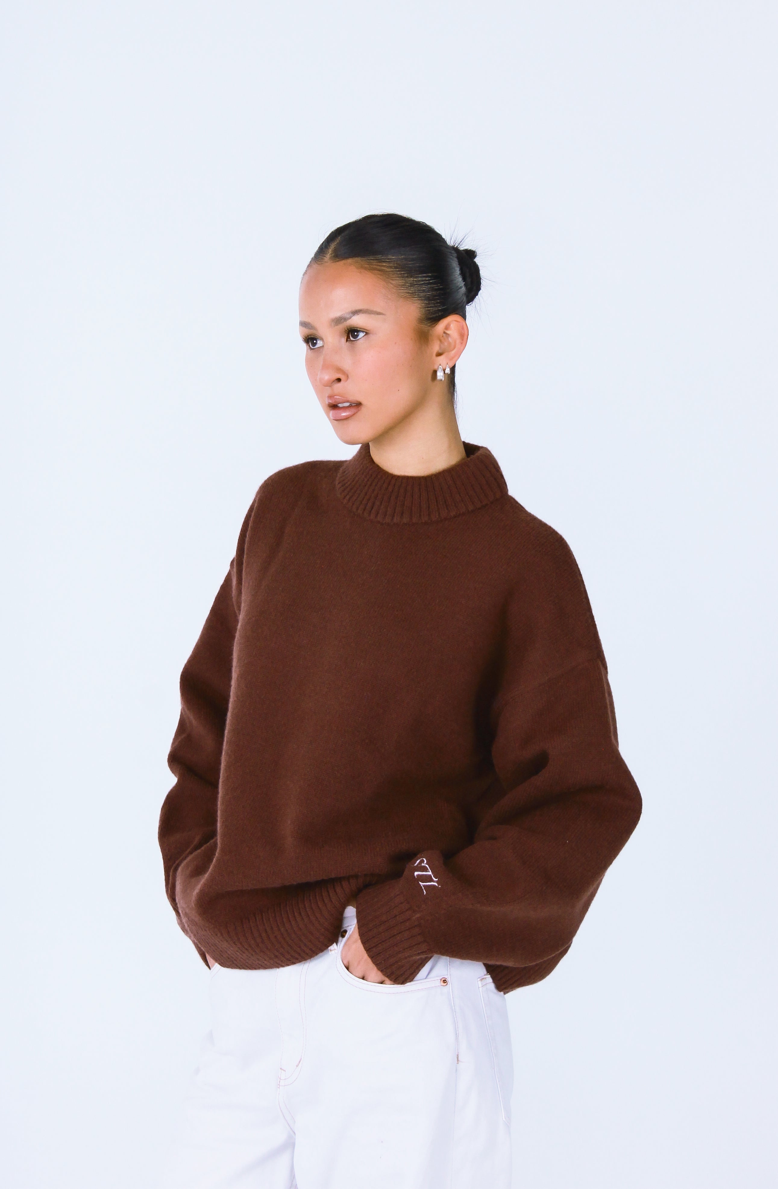 Knit Crewneck Sweater | Brown