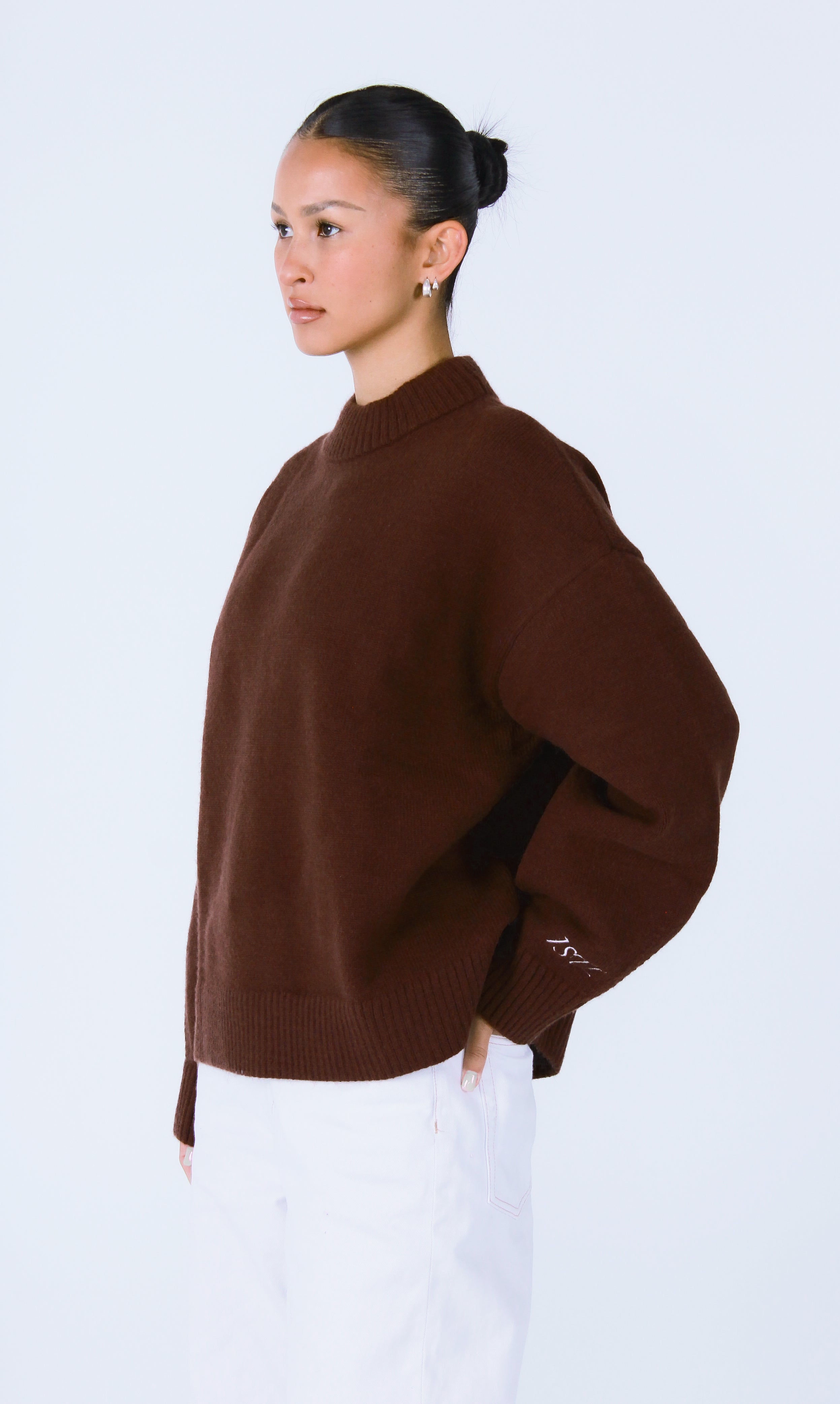 Knit Crewneck Sweater | Brown