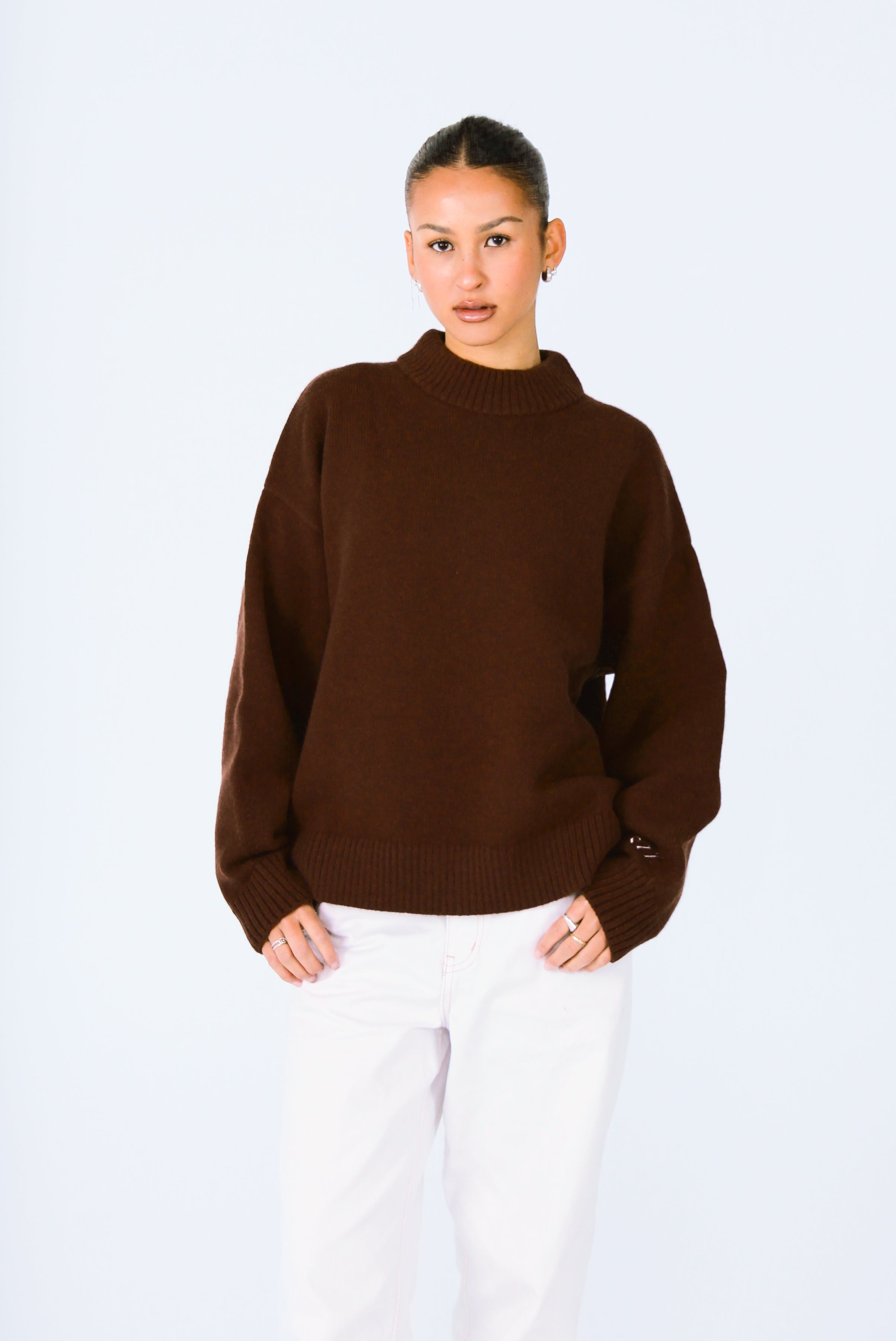 Knit Crewneck Sweater | Brown
