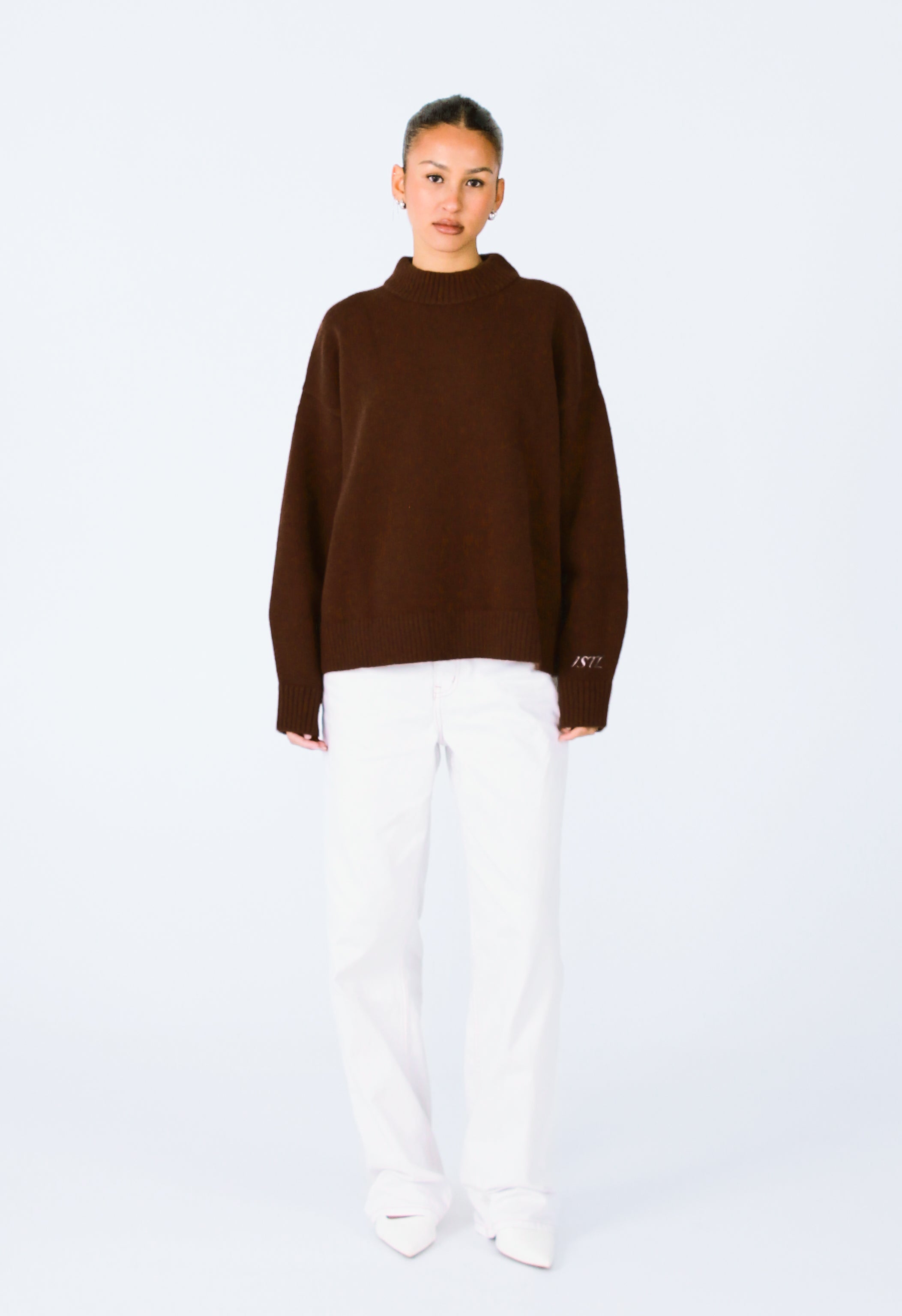 Knit Crewneck Sweater | Brown
