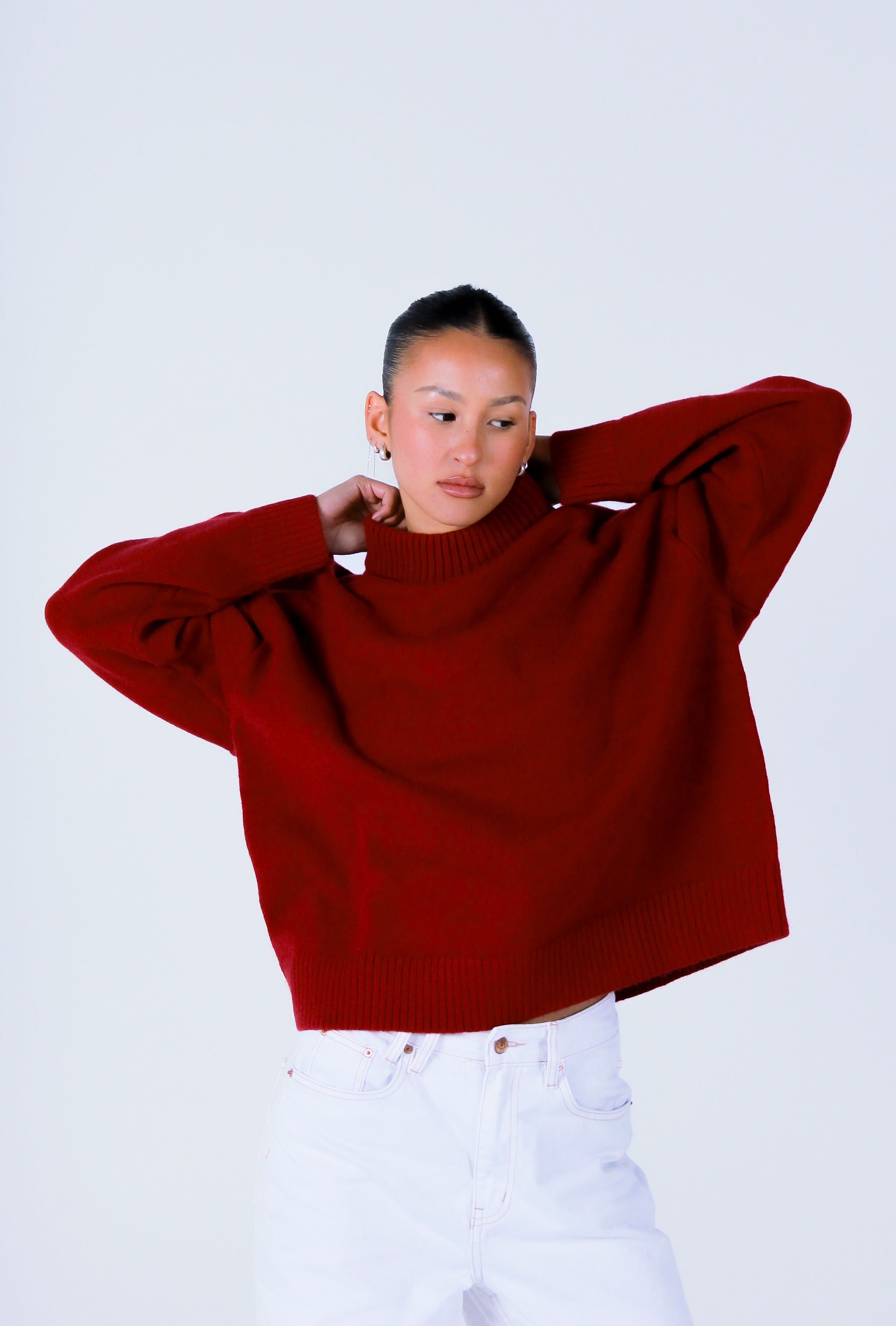 Knit Crewneck Sweater | Wine Red