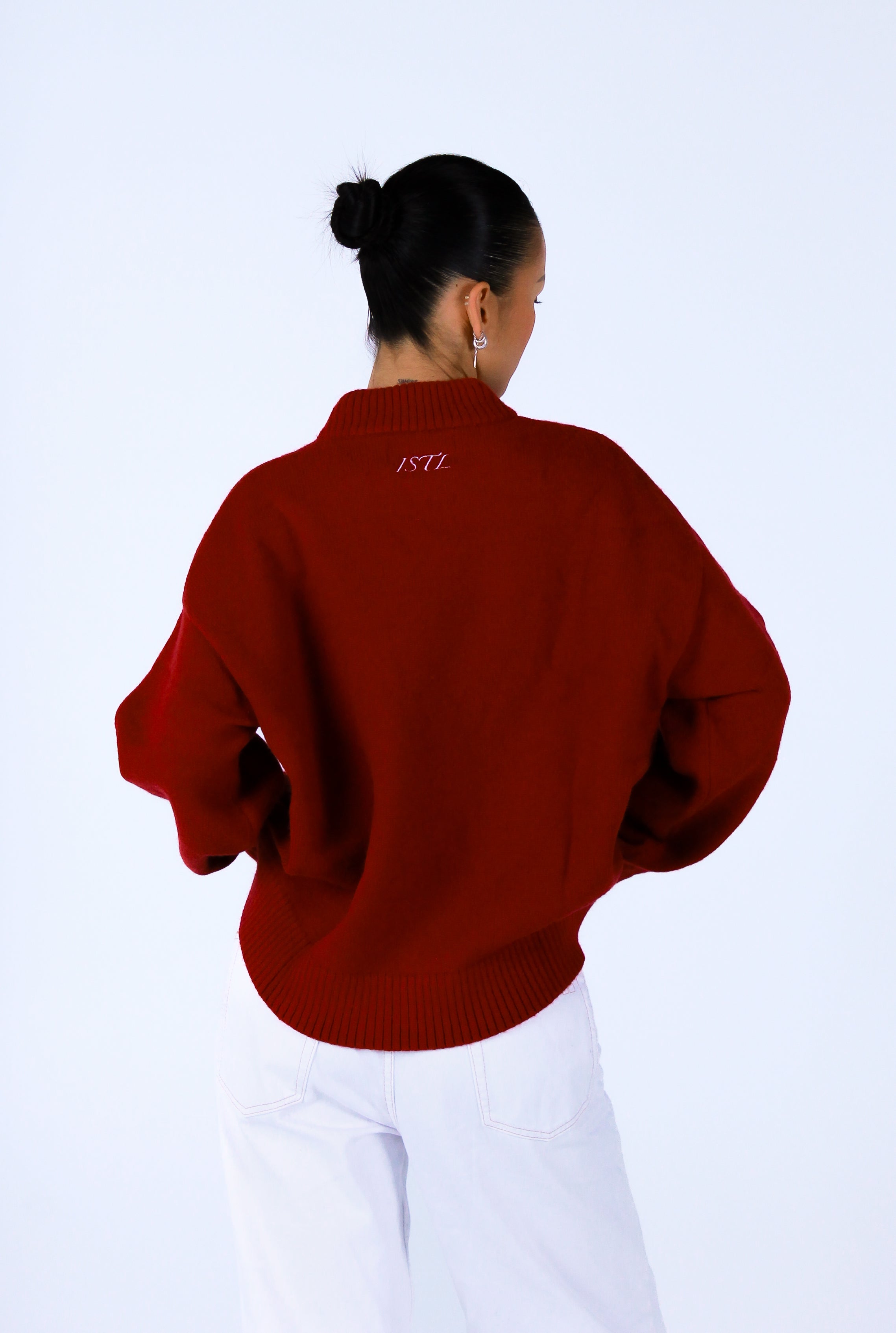 Knit Crewneck Sweater | Wine Red