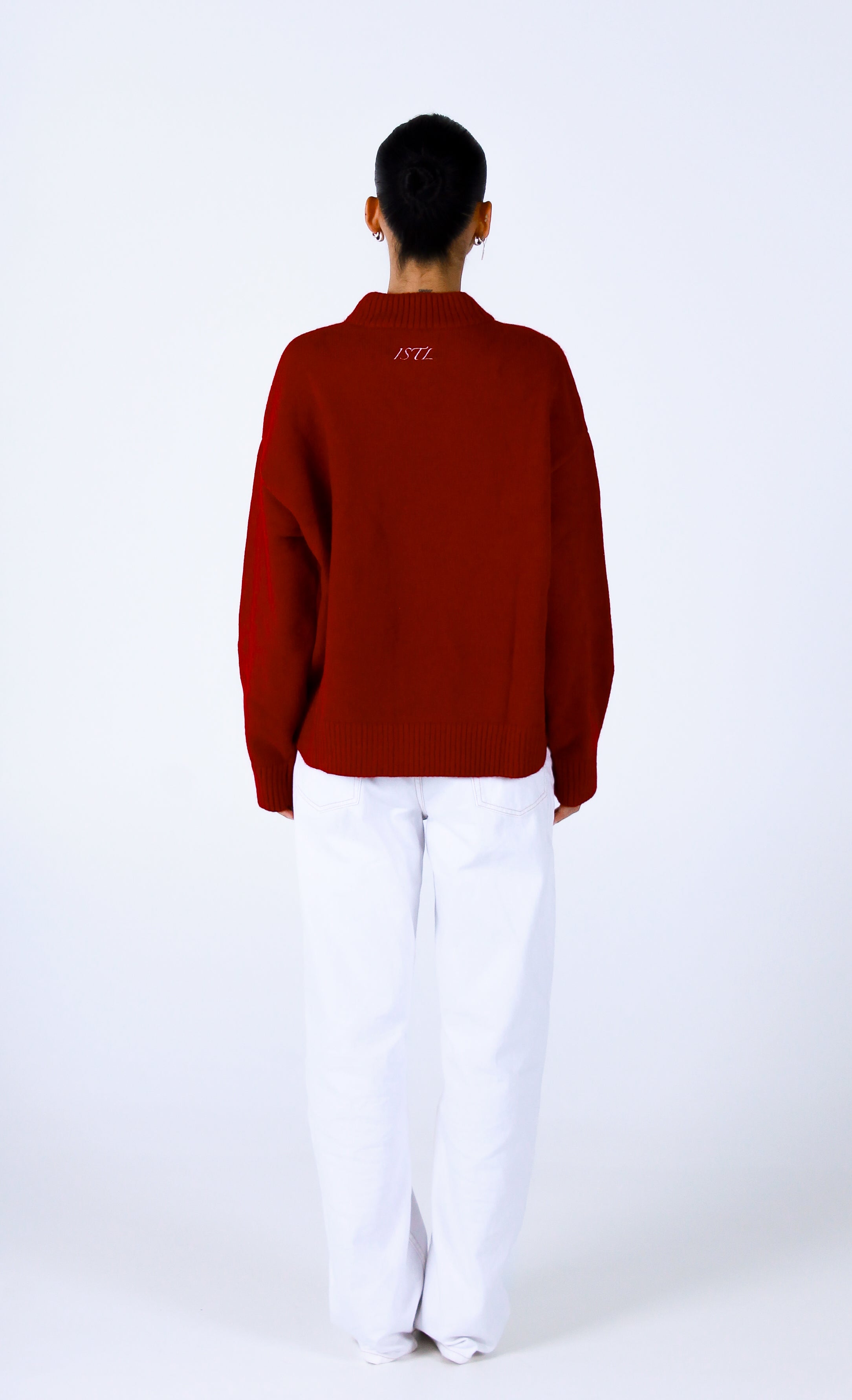 Knit Crewneck Sweater | Wine Red