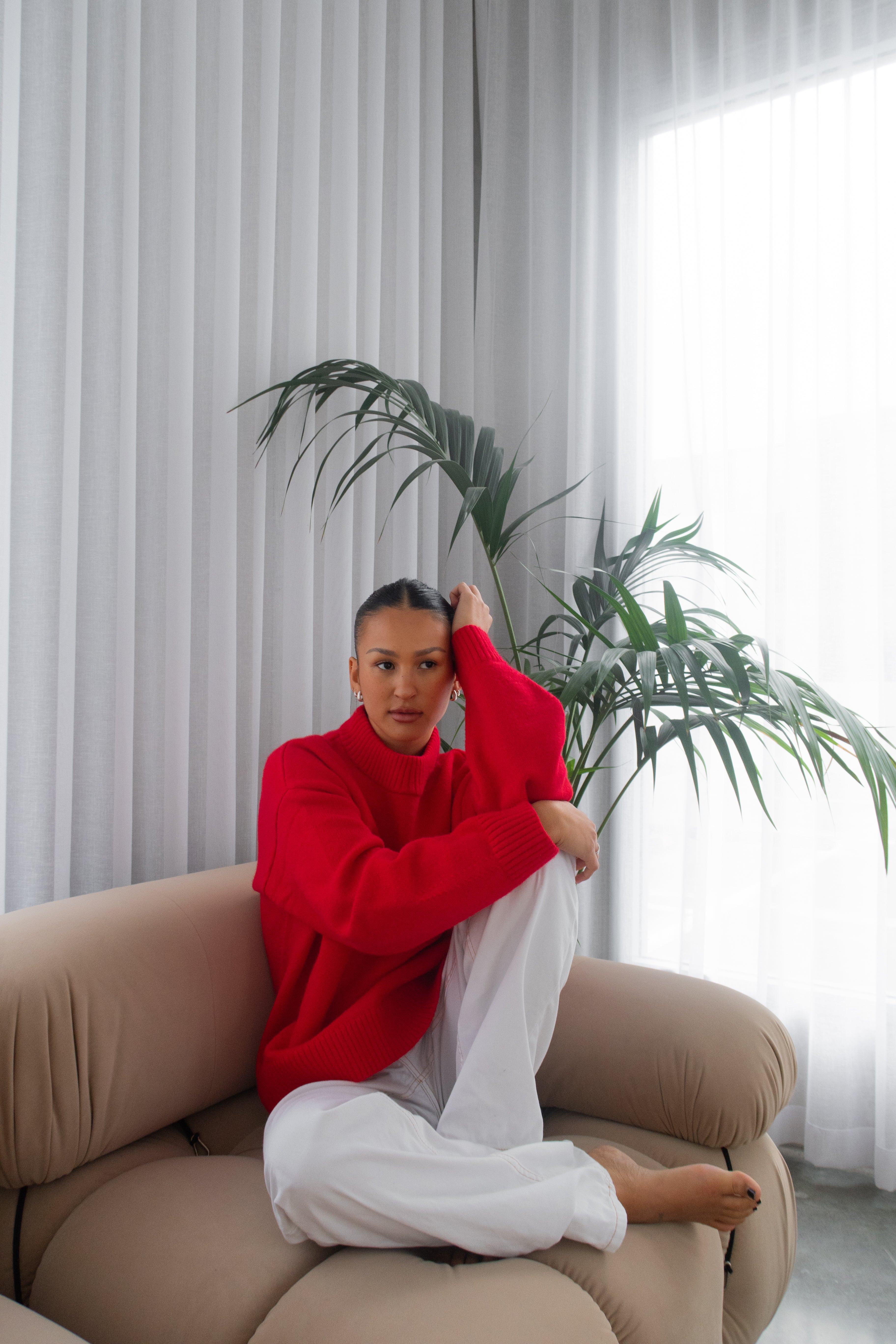 Knit Crewneck Sweater | Red