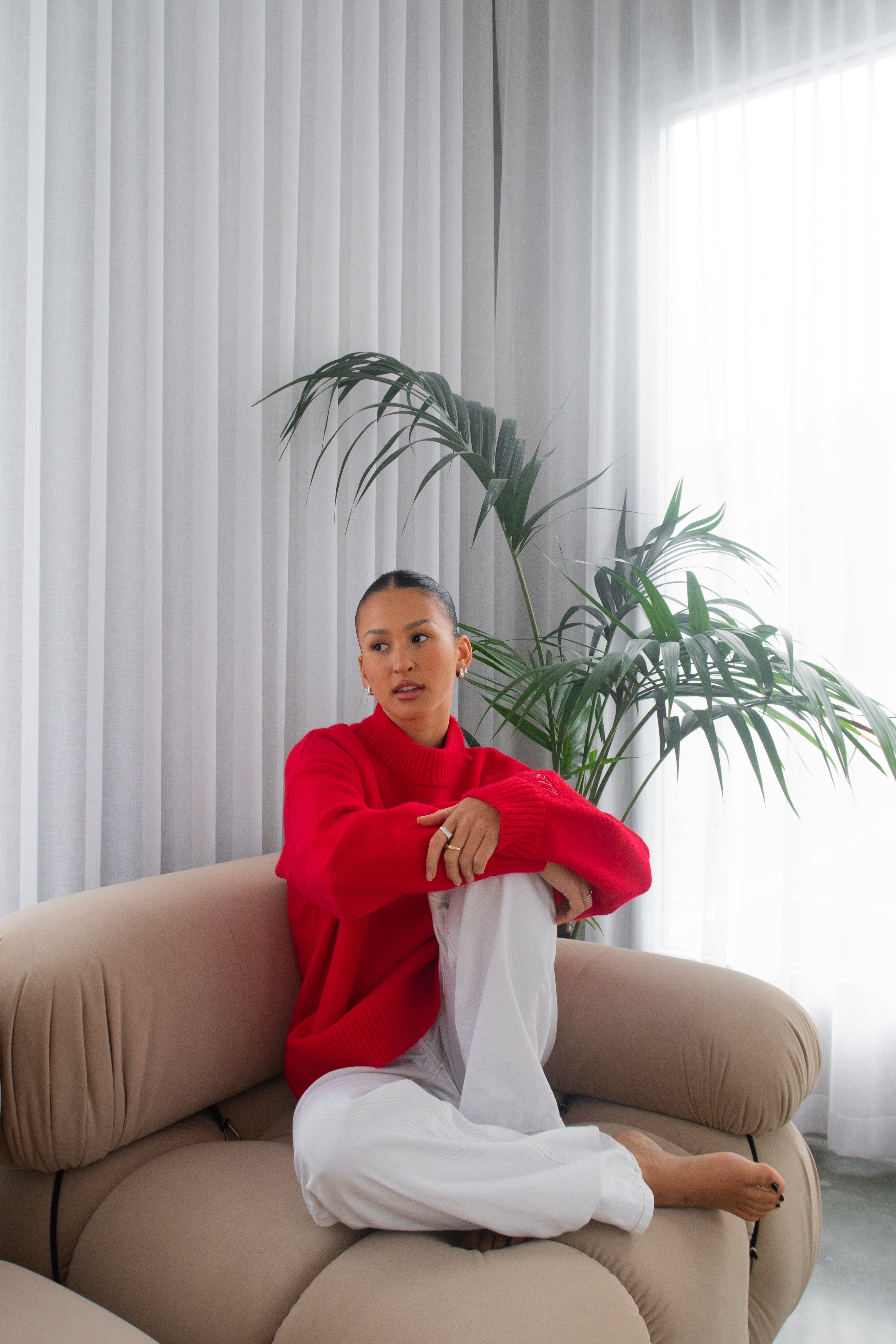 Knit Crewneck Sweater | Red