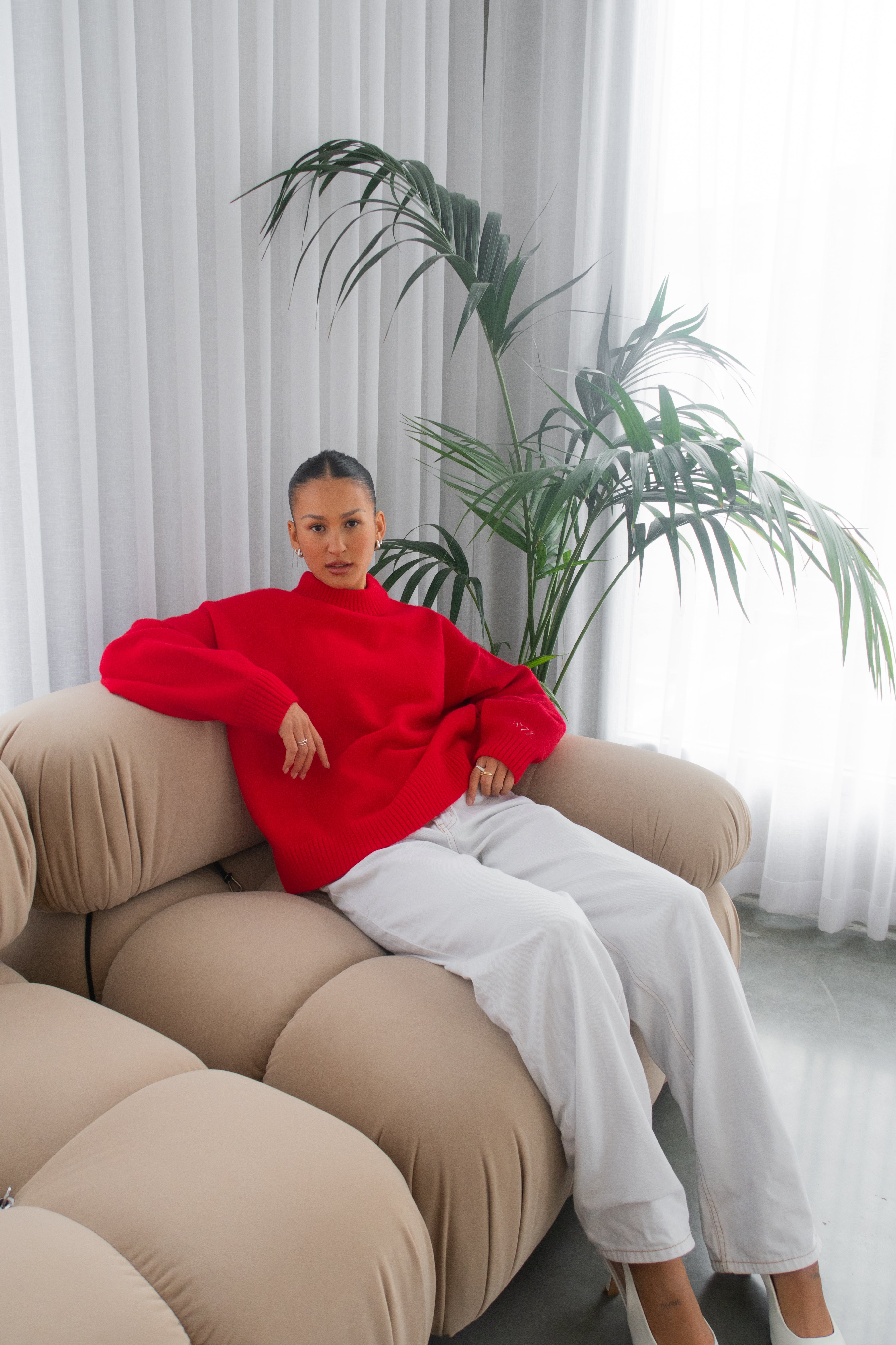 Knit Crewneck Sweater | Red