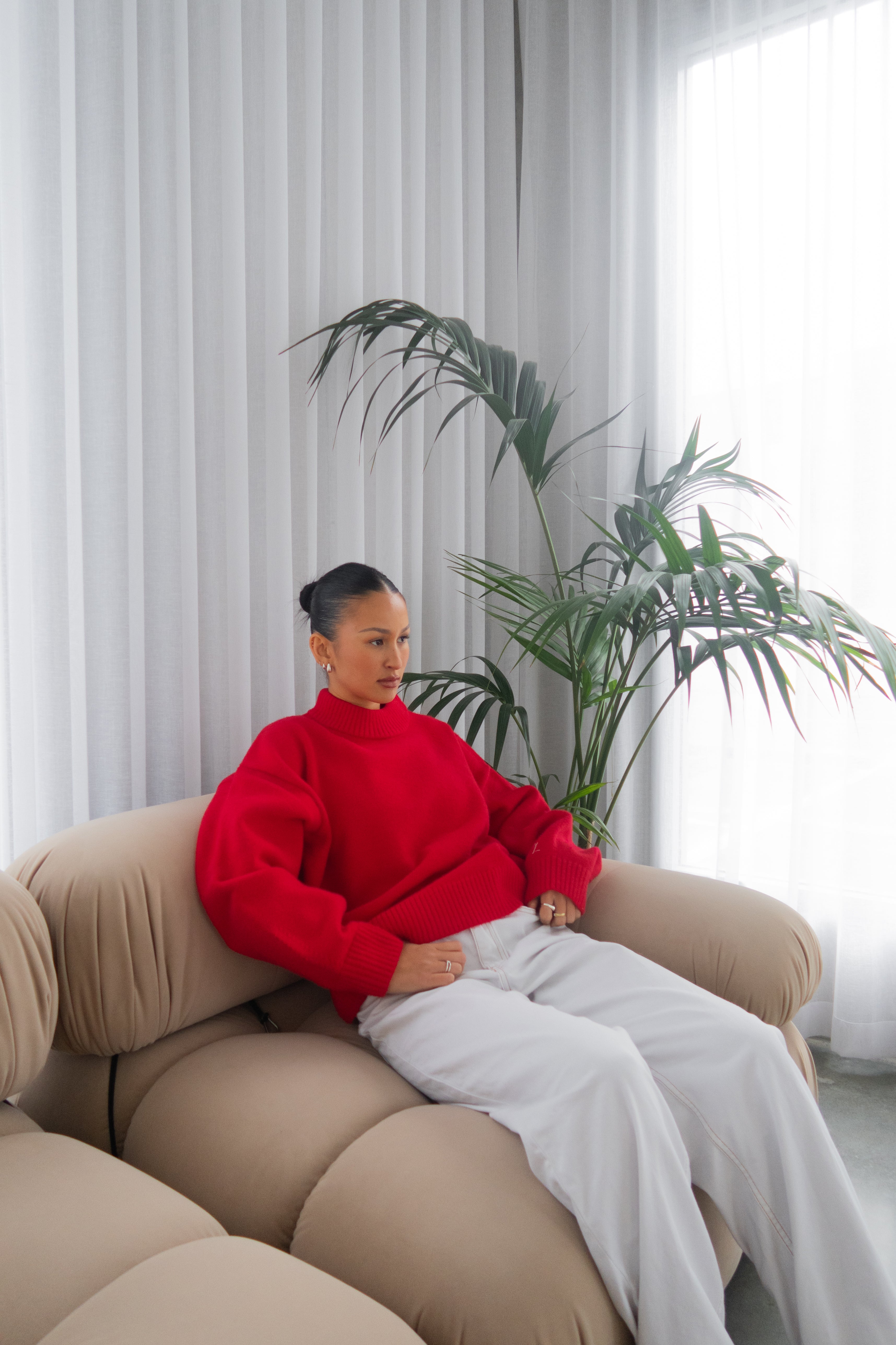 Knit Crewneck Sweater | Red