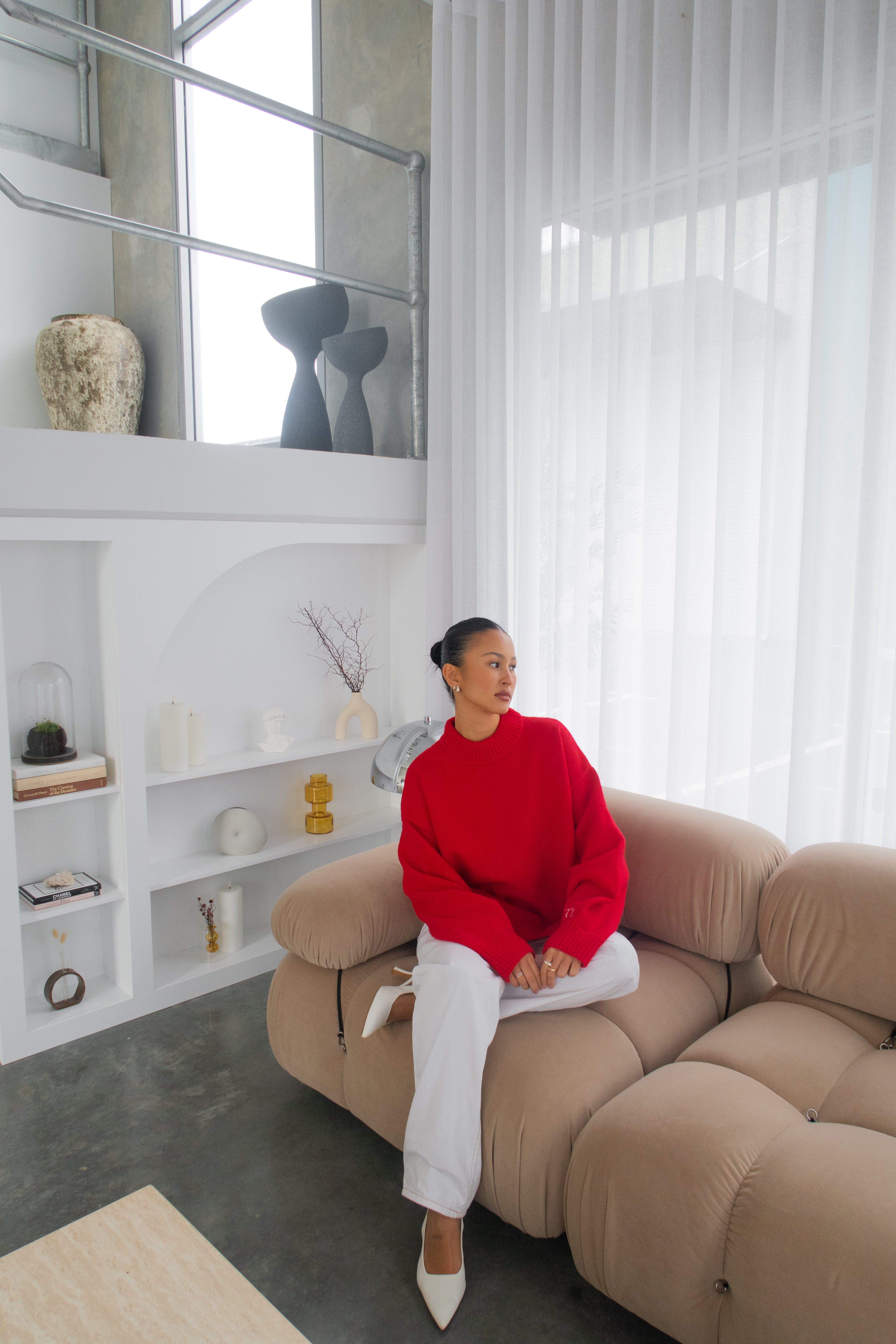 Knit Crewneck Sweater | Red