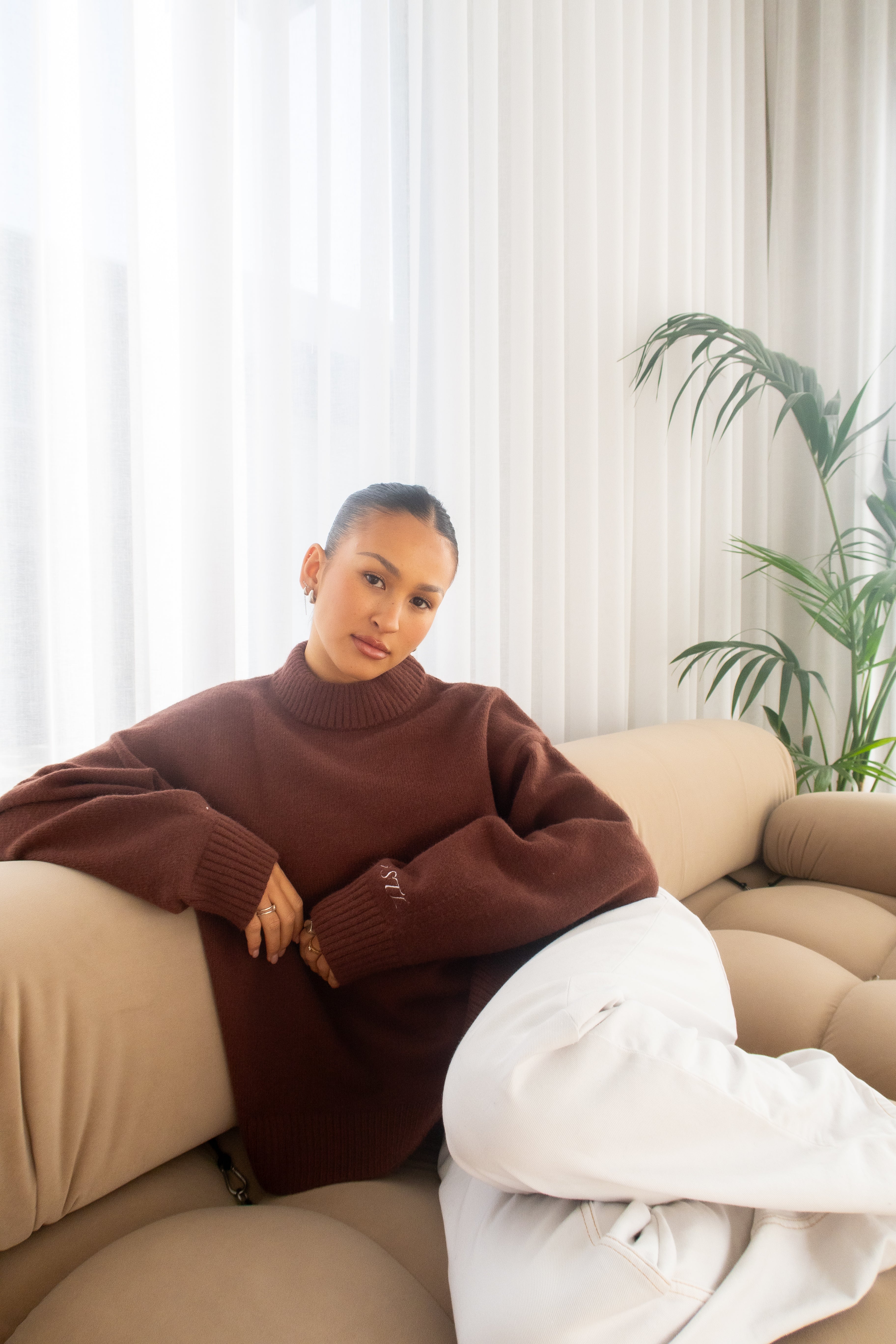 Knit Crewneck Sweater | Brown