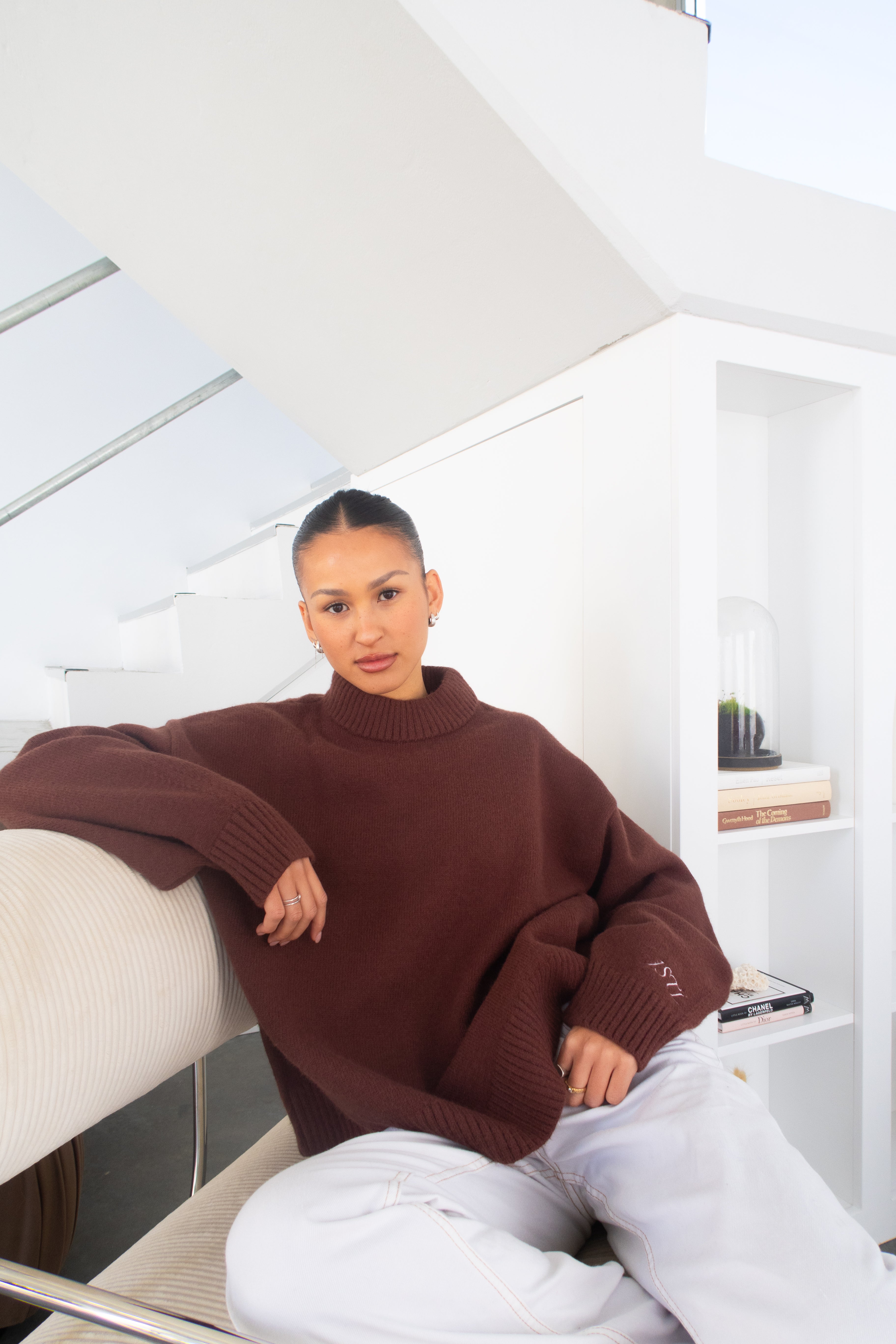 Knit Crewneck Sweater | Brown