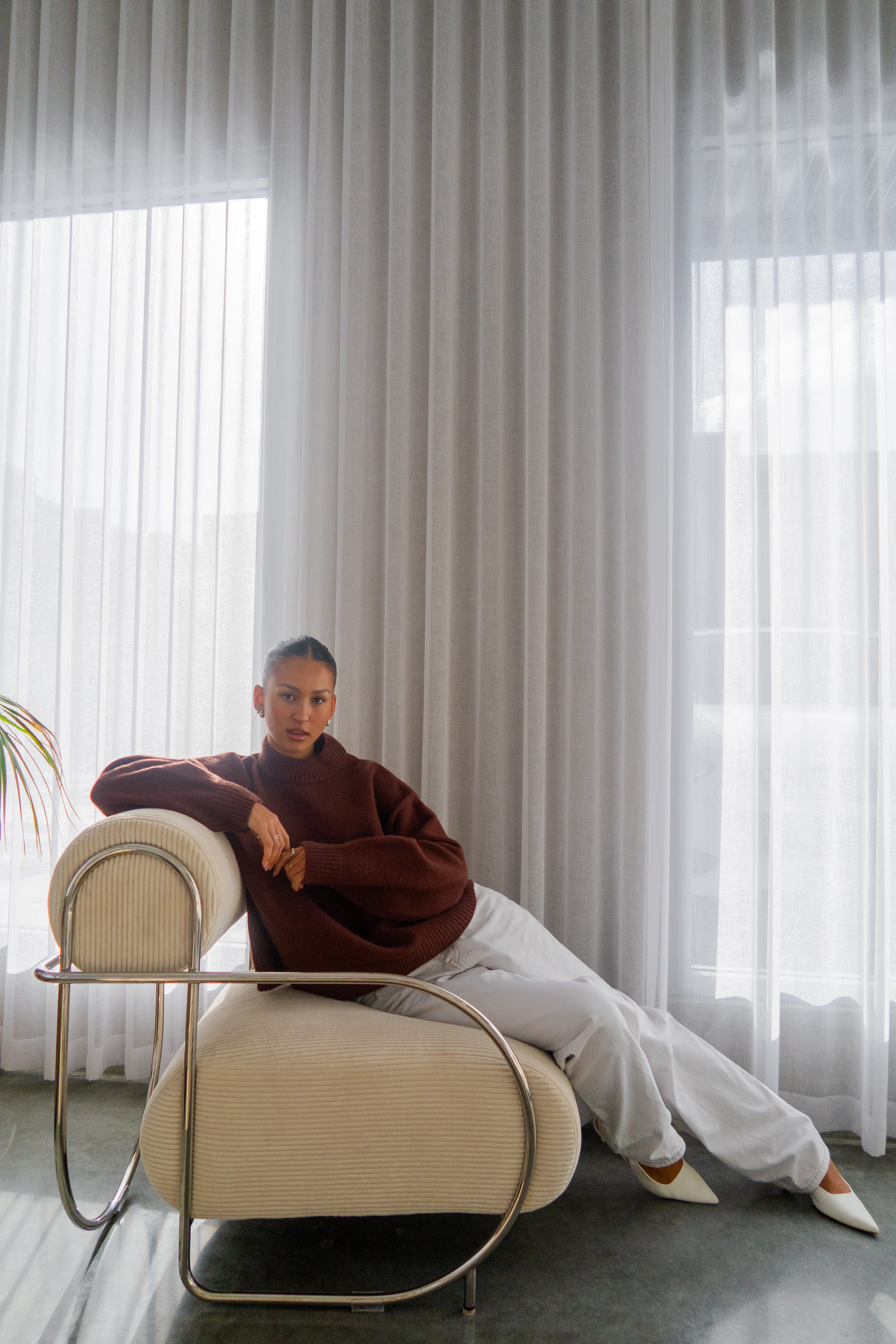 Knit Crewneck Sweater | Brown