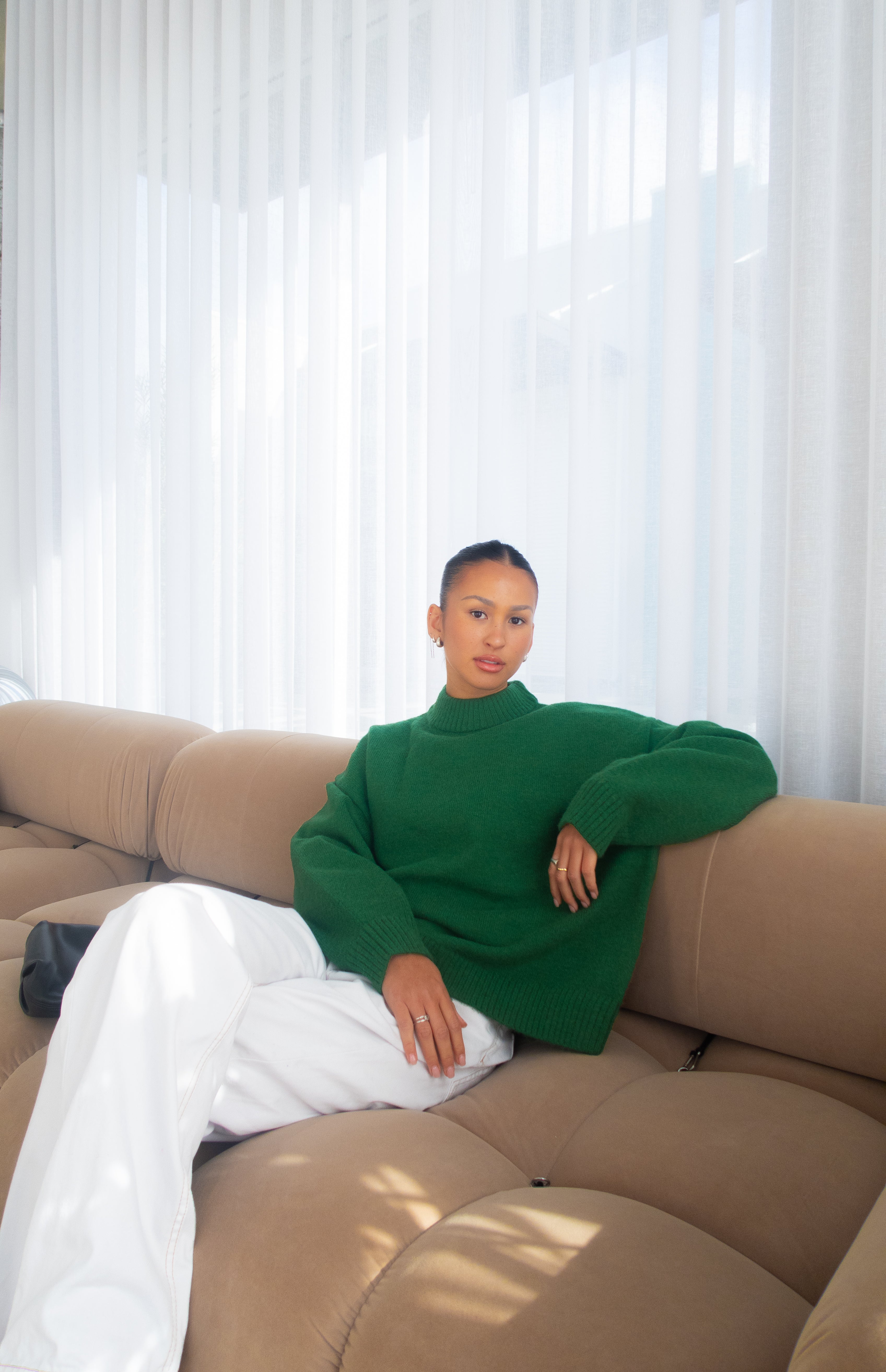 Knit Crewneck Sweater | Emerald Green