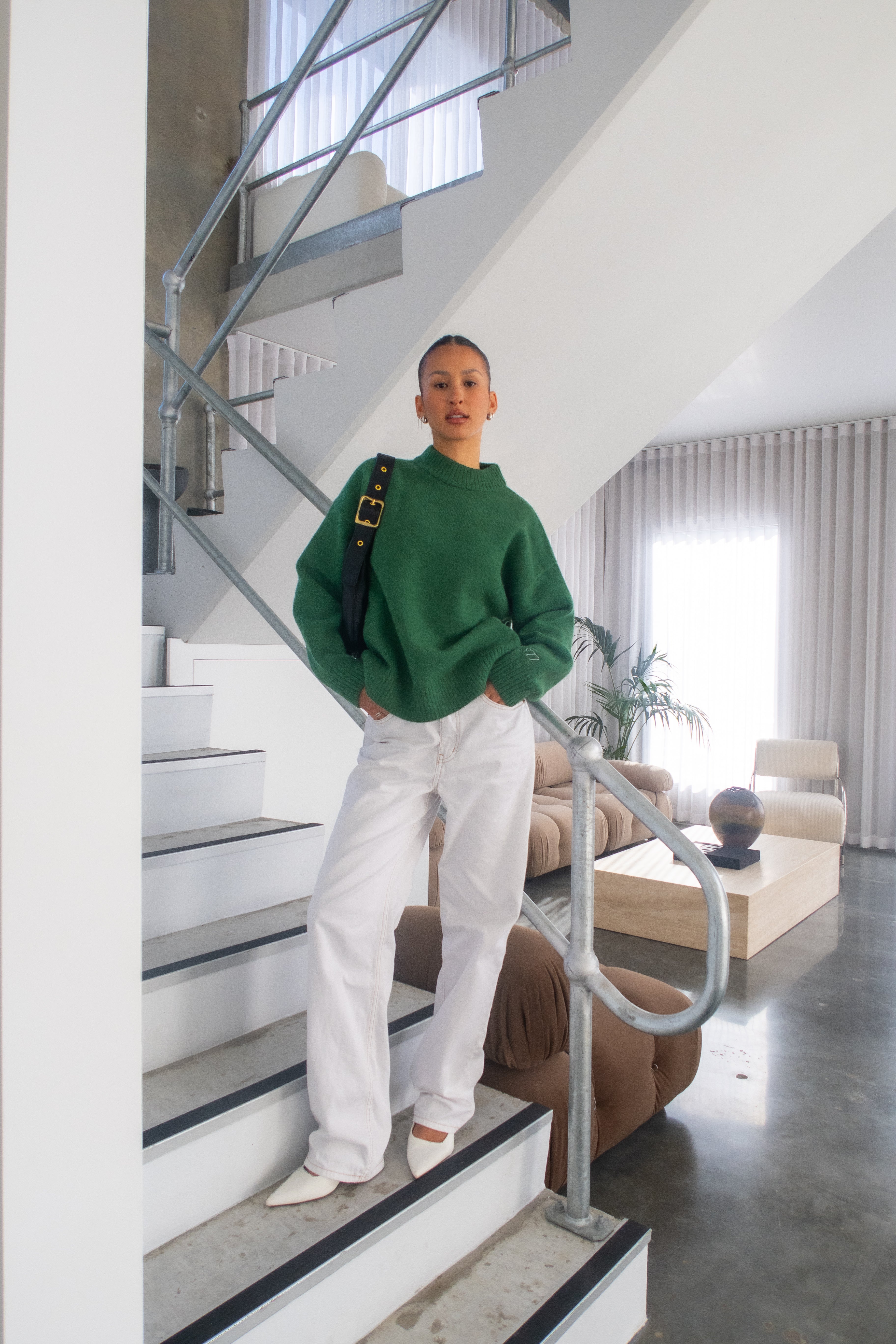 Knit Crewneck Sweater | Emerald Green