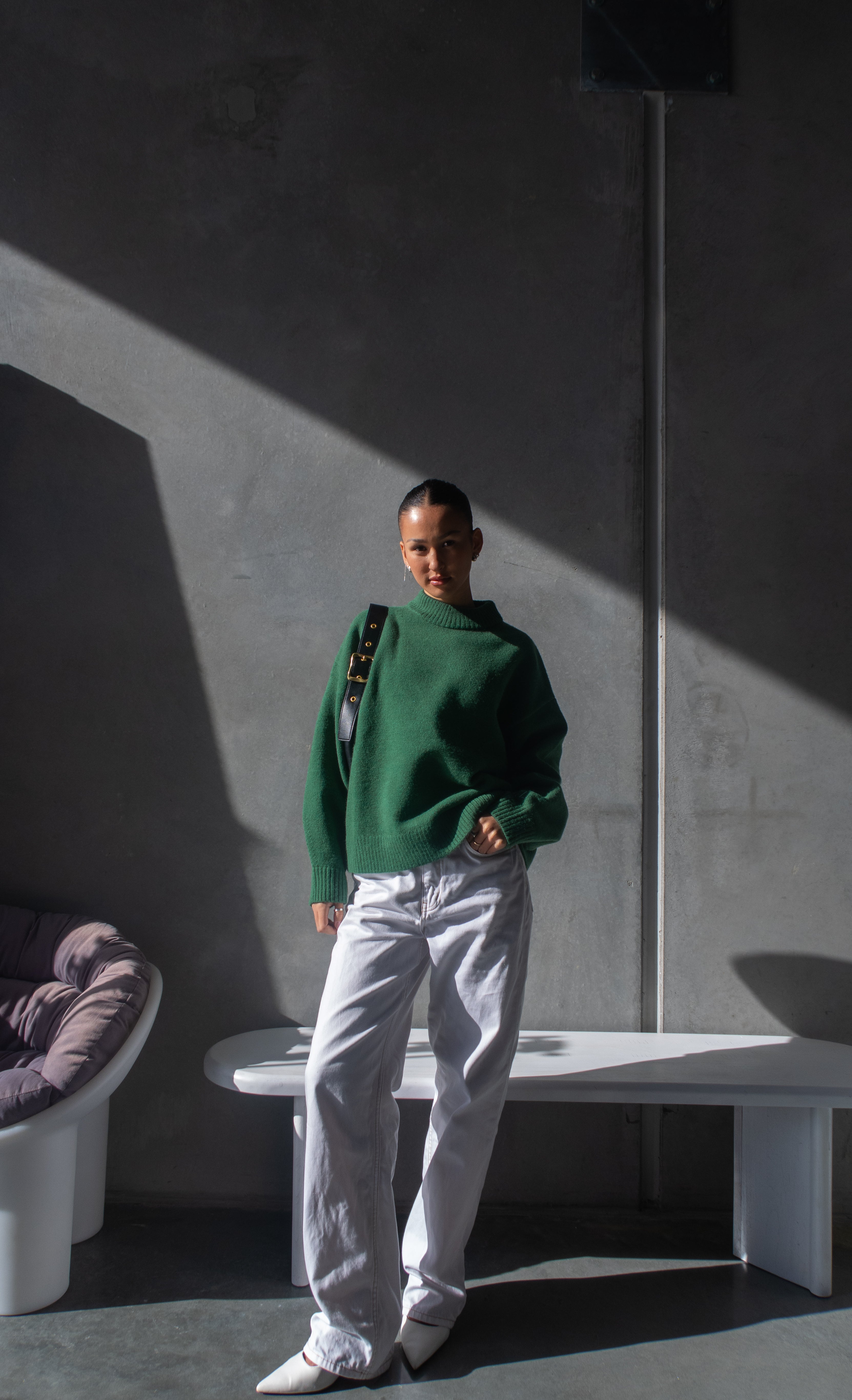 Knit Crewneck Sweater | Emerald Green