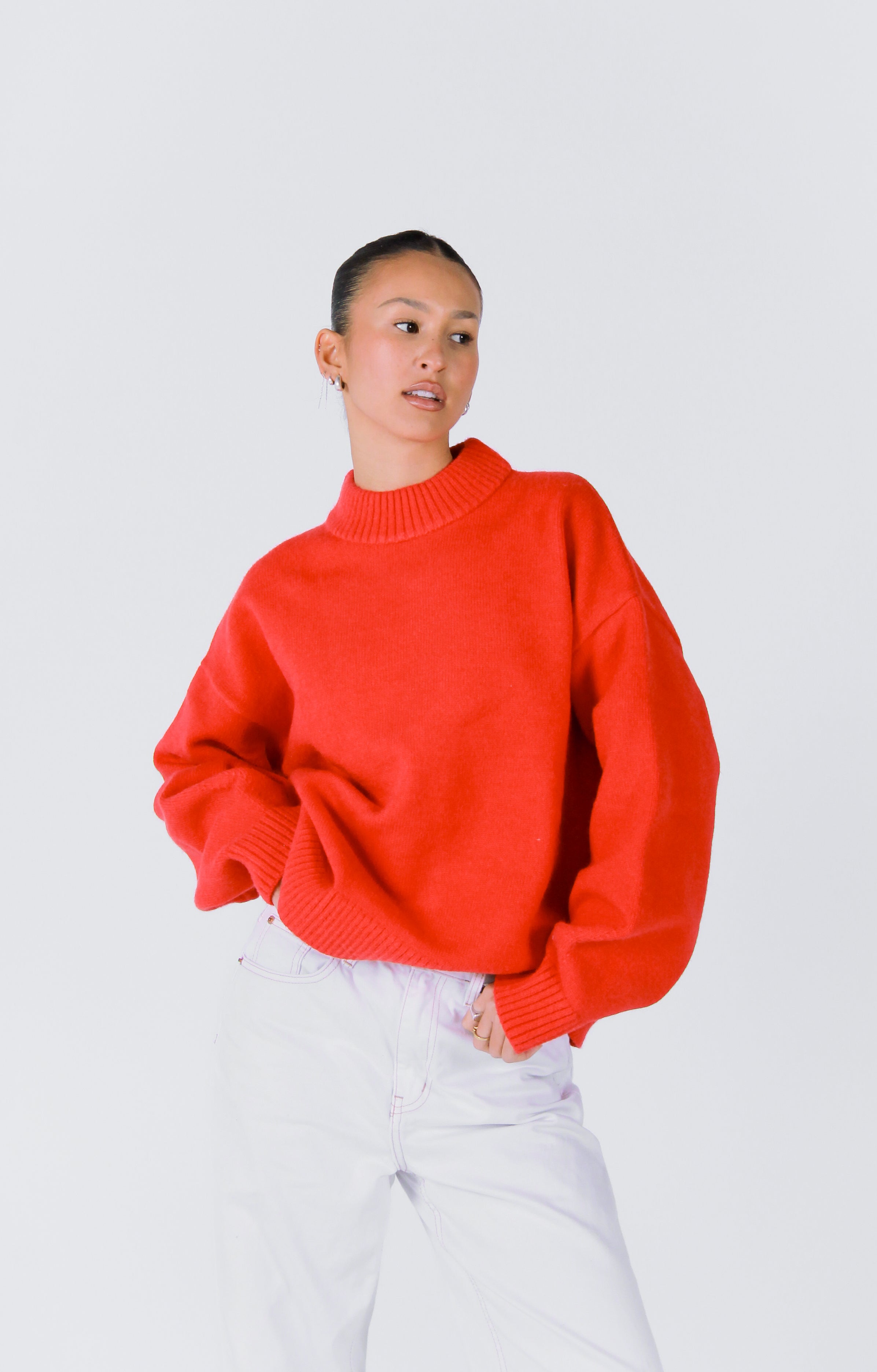 Knit Crewneck Sweater | Red
