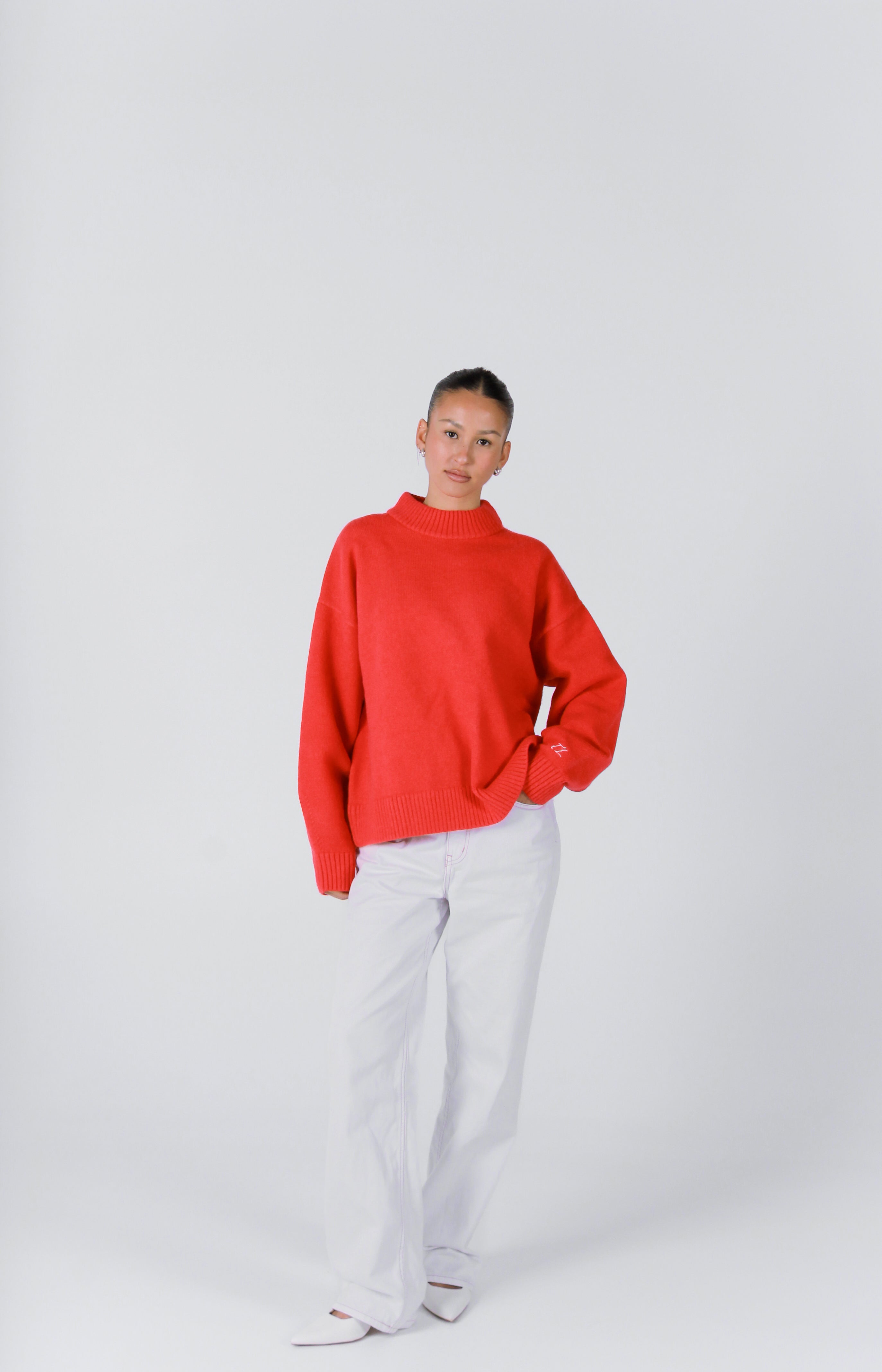Knit Crewneck Sweater | Red